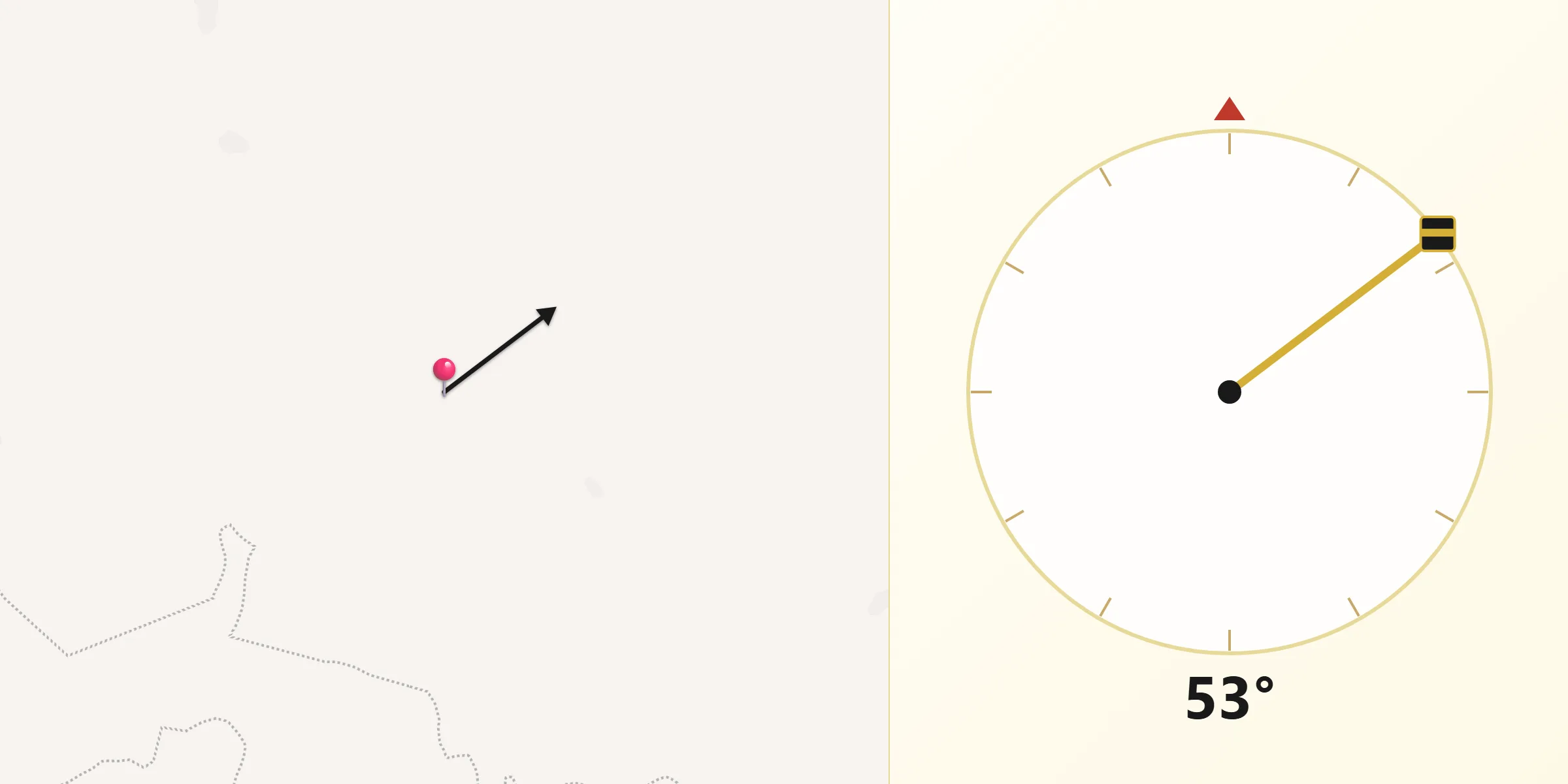 Dirección de la Qibla desde Unión Buenavista