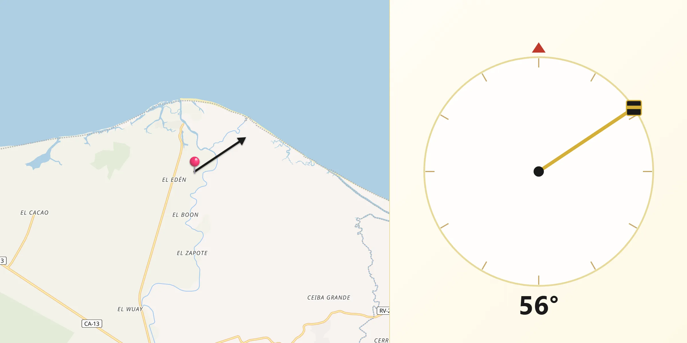 Dirección de la Qibla desde Nueva Armenia