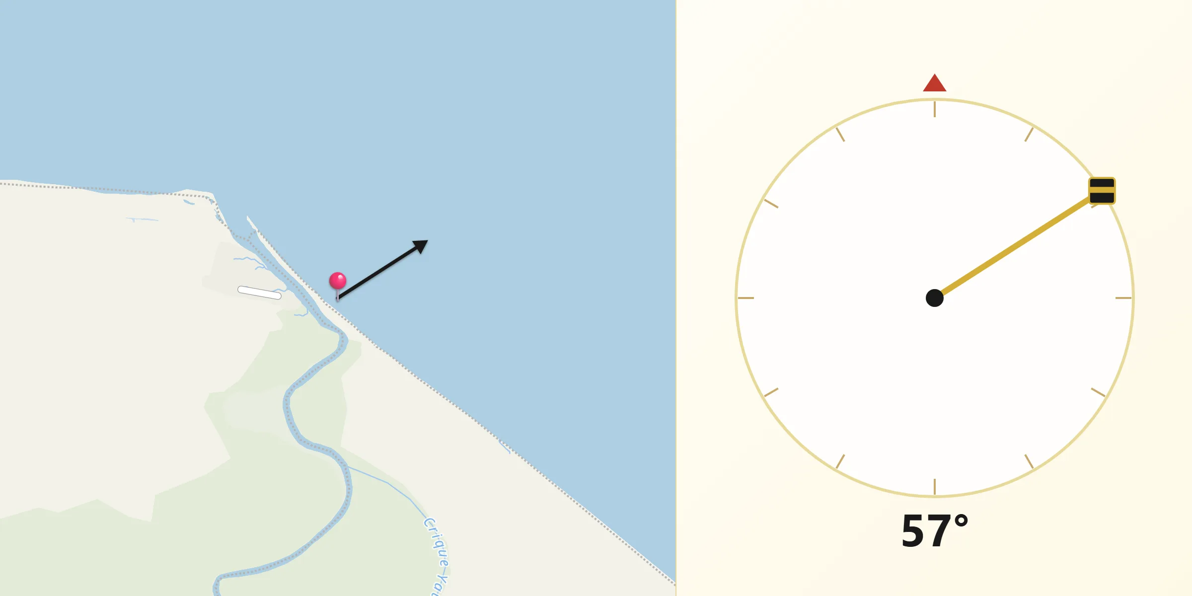 Dirección de la Qibla desde Barra Patuca