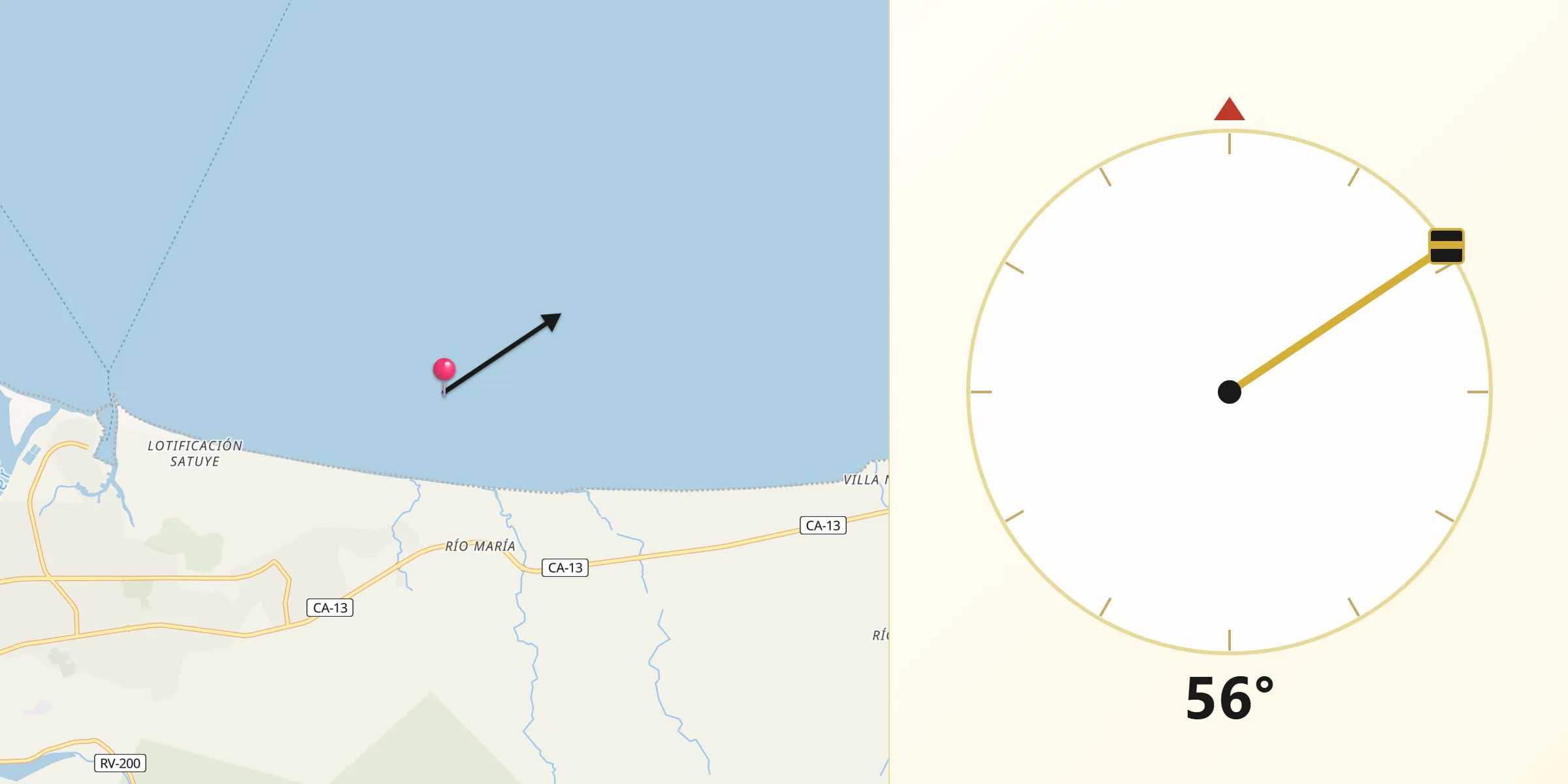 Dirección de la Qibla desde Corozal
