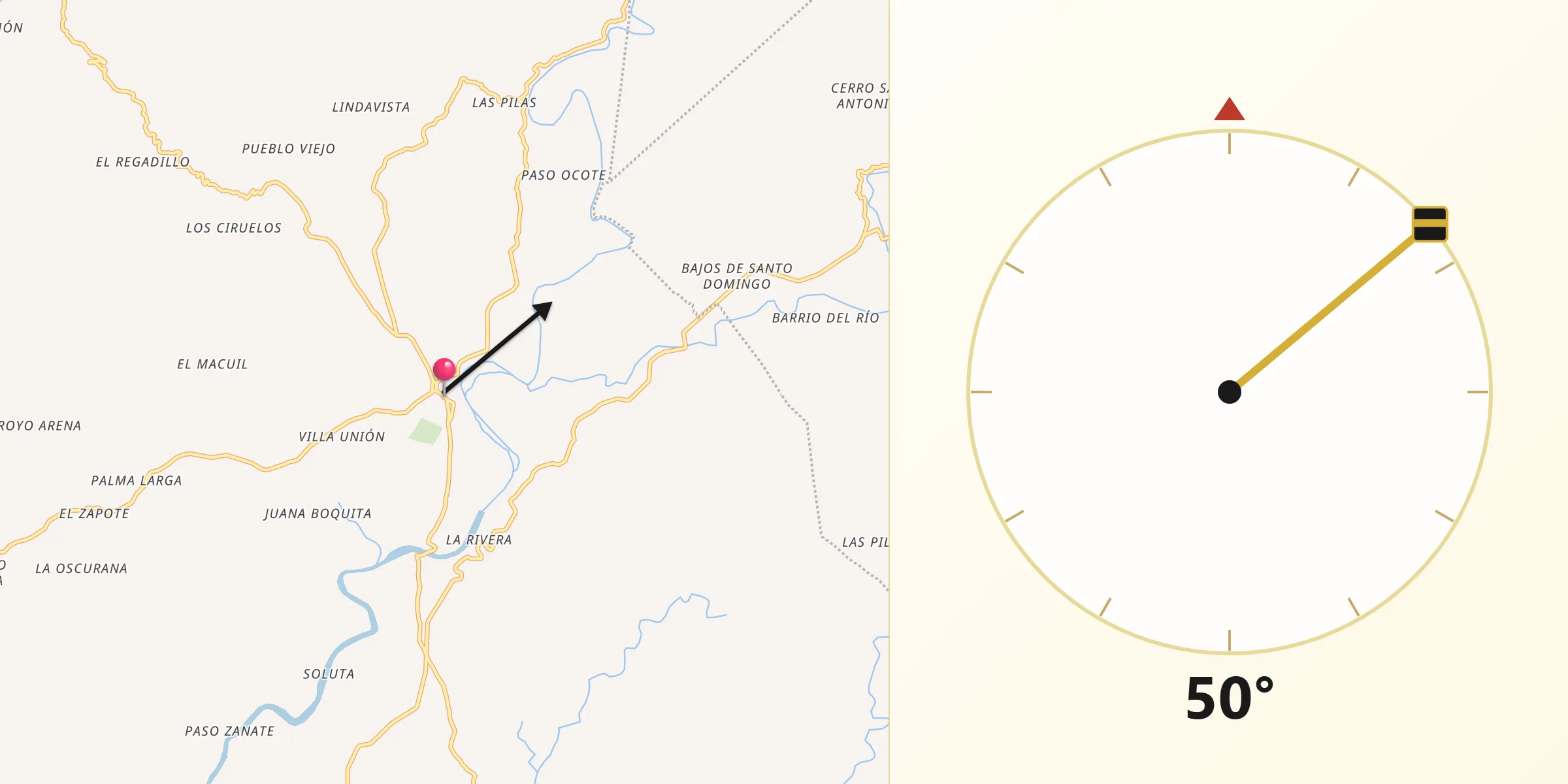Dirección de la Qibla desde San Francisco Cozoaltepec