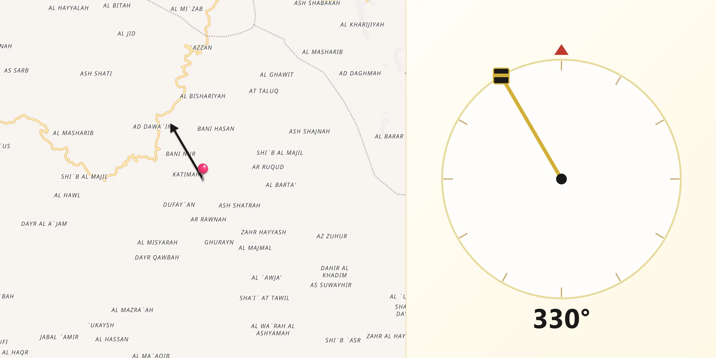 اتجاه القبلة من كعيدنة