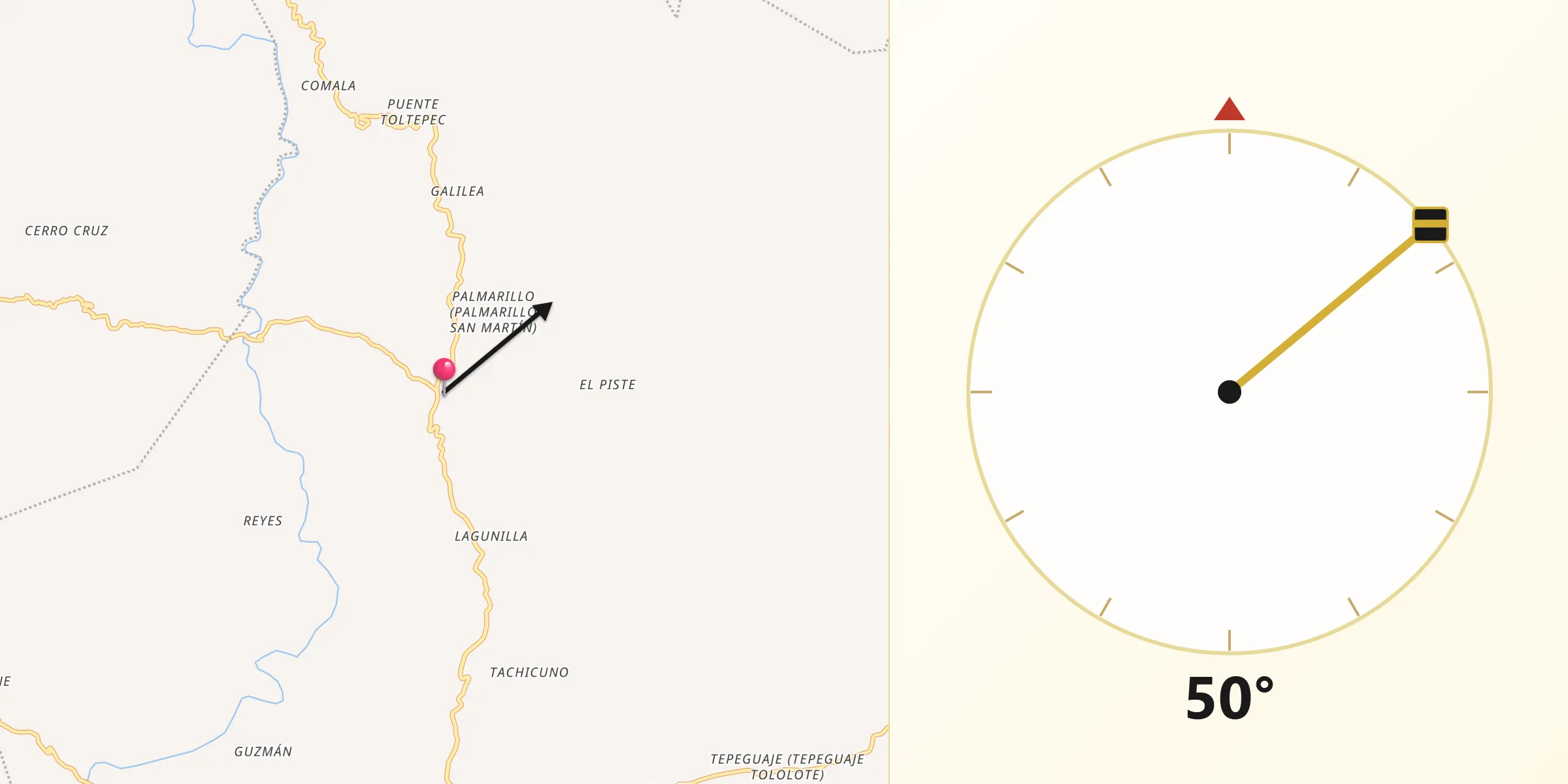 Dirección de la Qibla desde San José Chacalapa