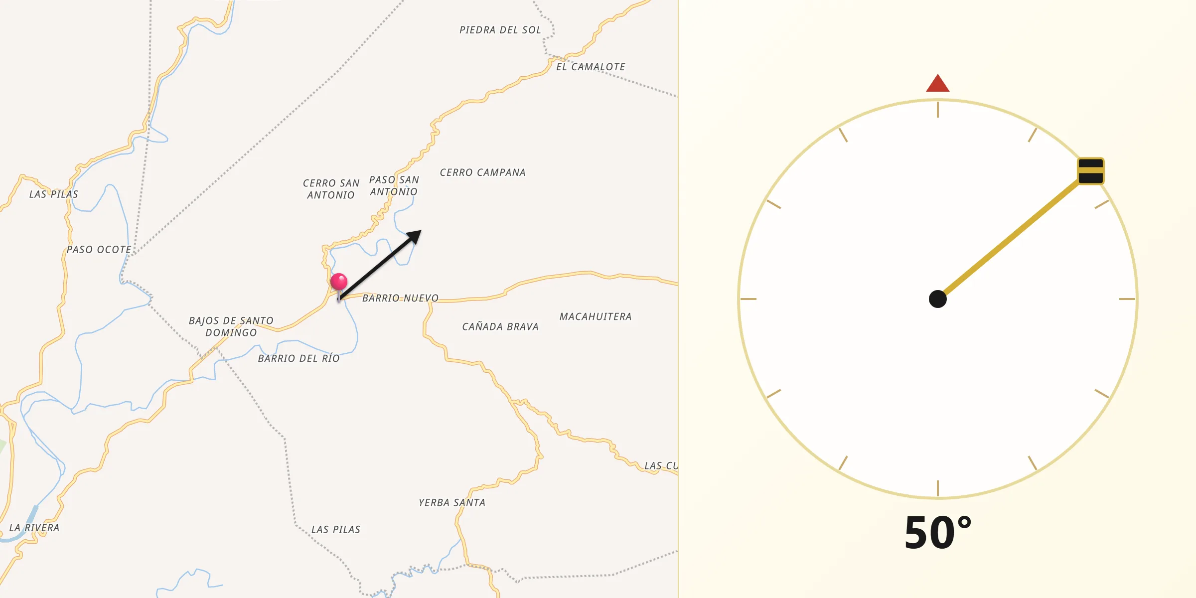 Dirección de la Qibla desde Santo Domingo de Morelos