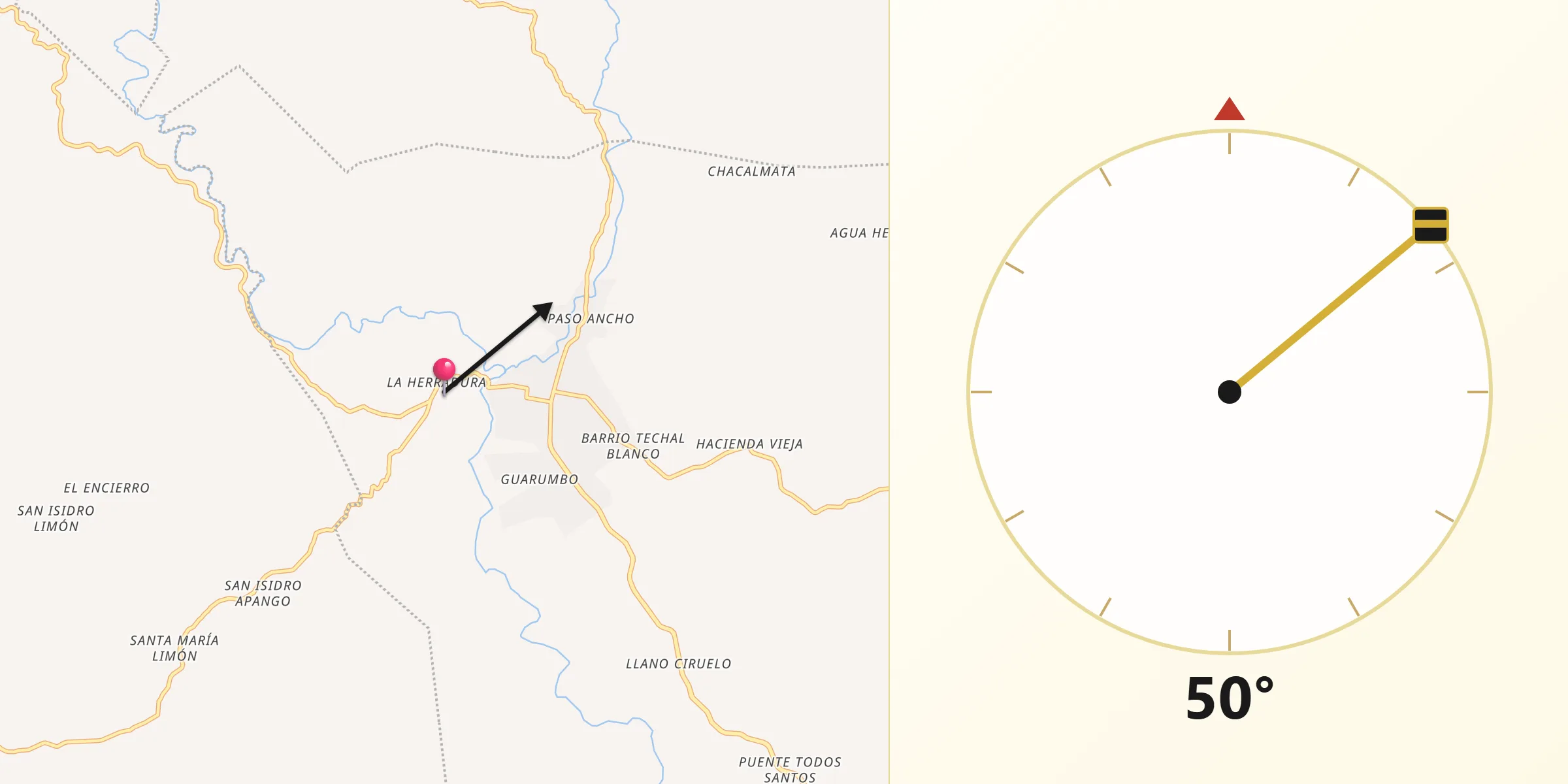 Dirección de la Qibla desde La Erradura