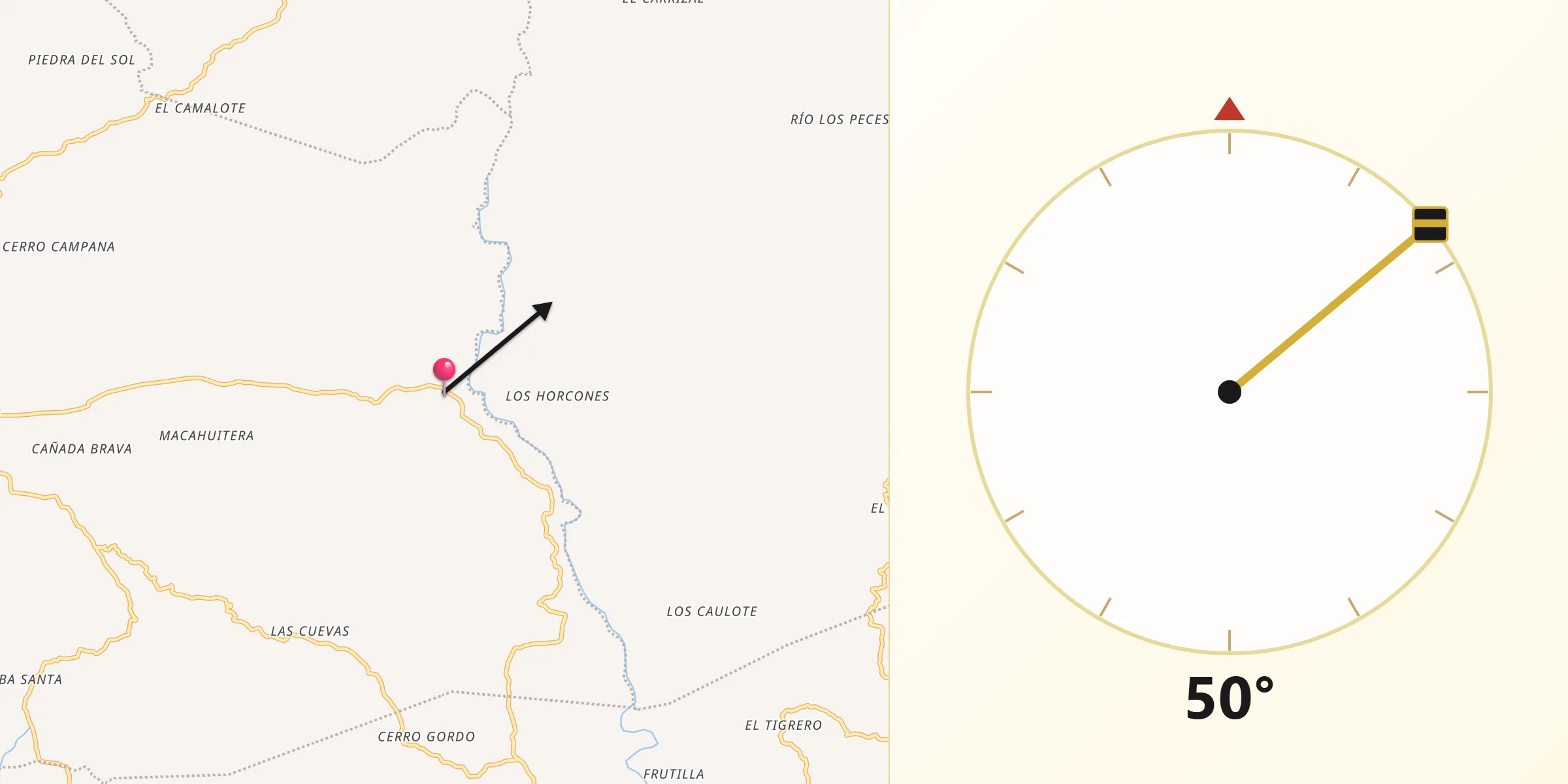 Dirección de la Qibla desde San José Piedras Negras