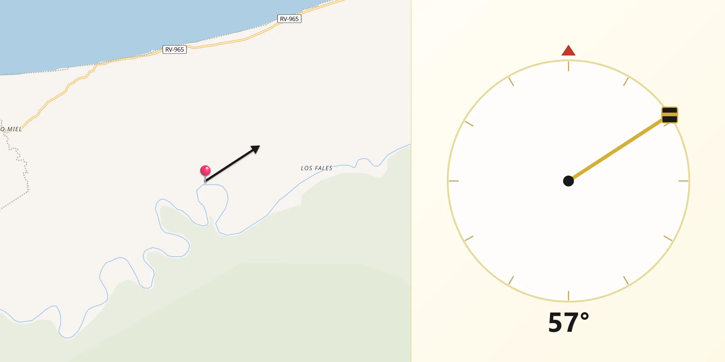 Dirección de la Qibla desde Cusuna