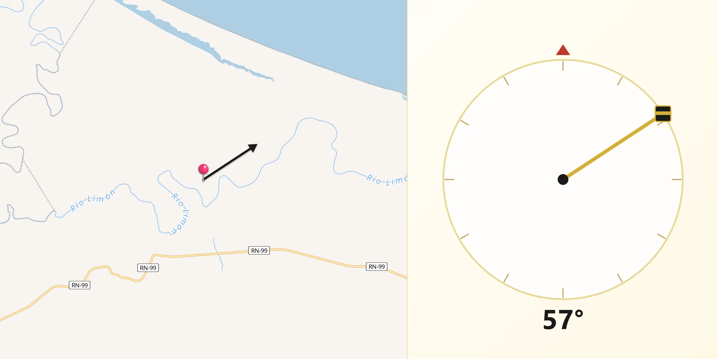 Dirección de la Qibla desde Francia