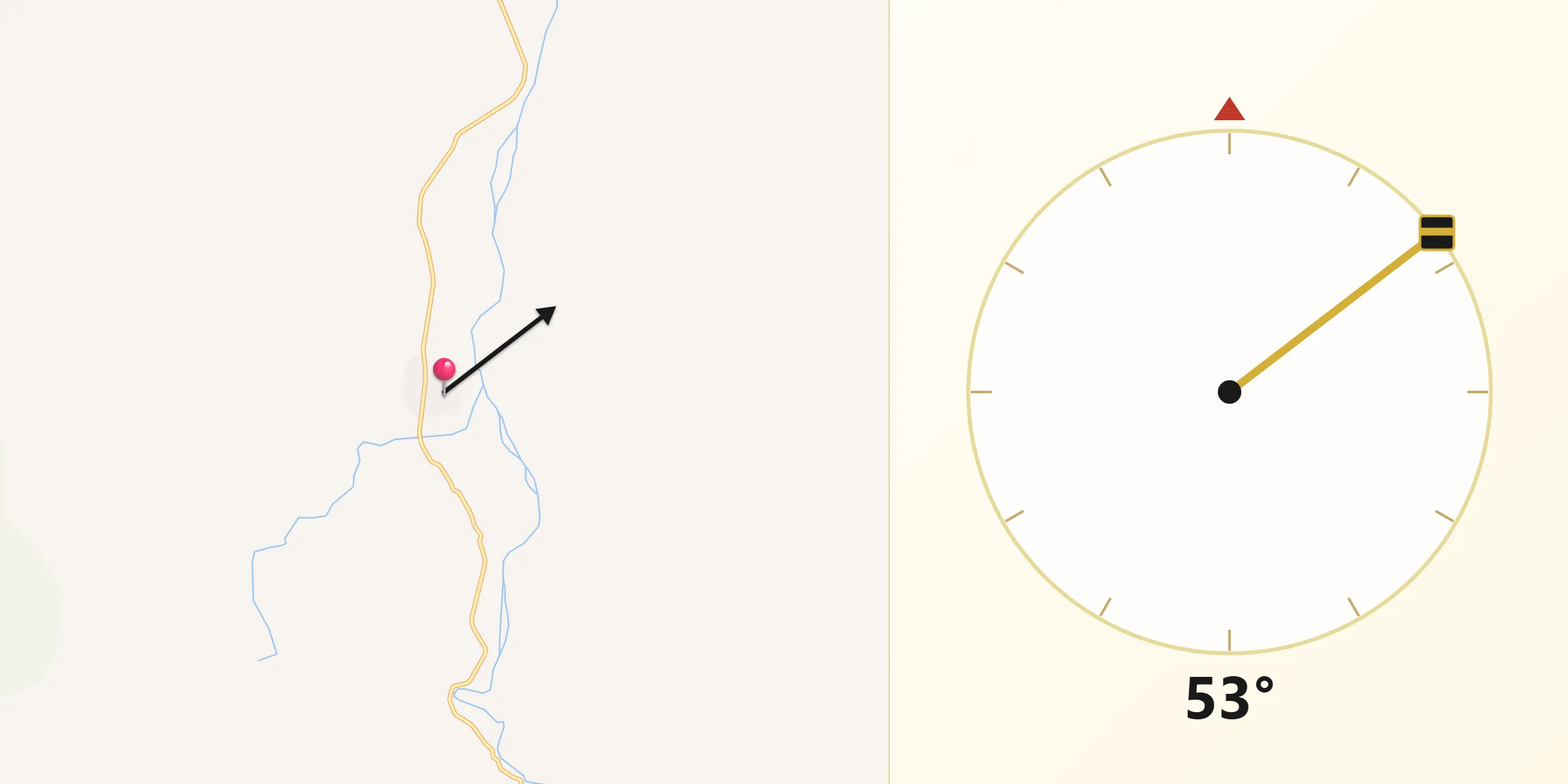 Dirección de la Qibla desde El Ramal (Porvenir)