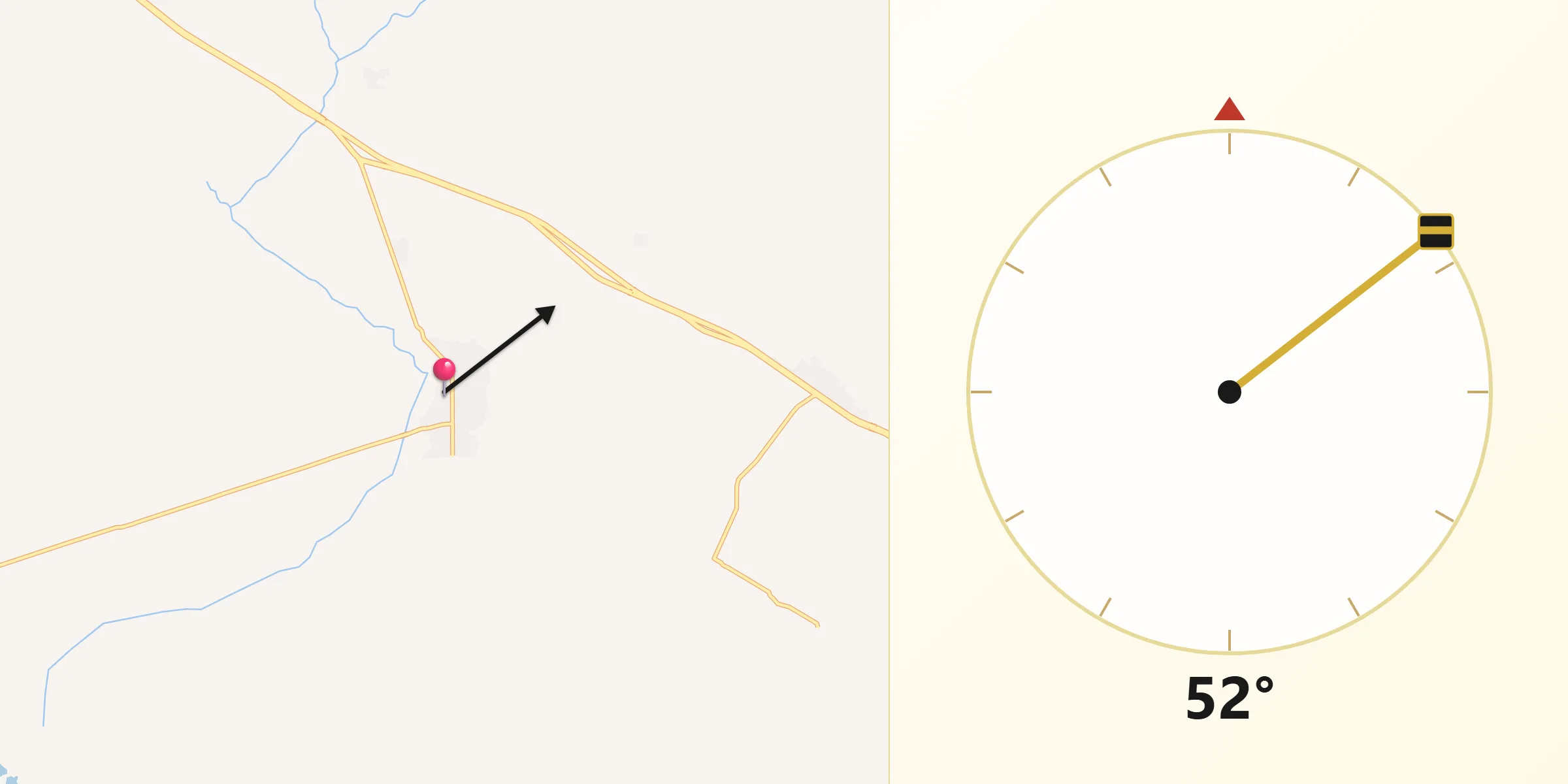 Dirección de la Qibla desde Tres Picos