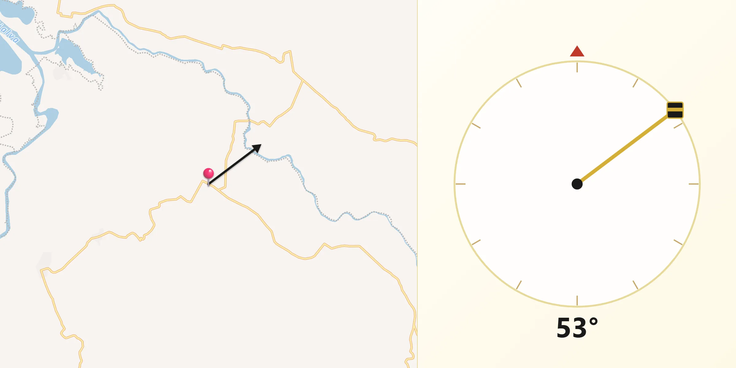 Dirección de la Qibla desde Sinaloa