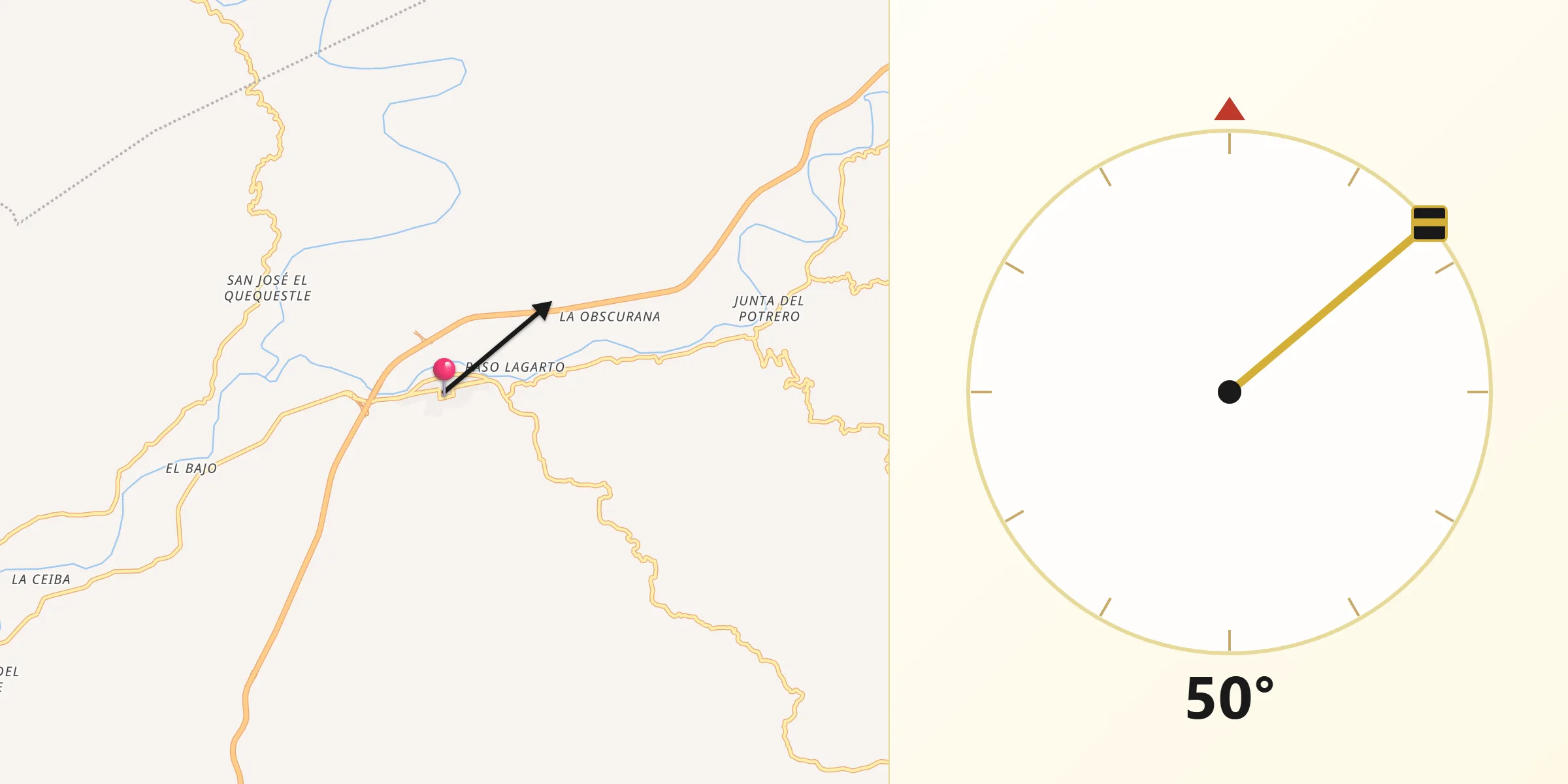 Dirección de la Qibla desde Santa María Colotepec