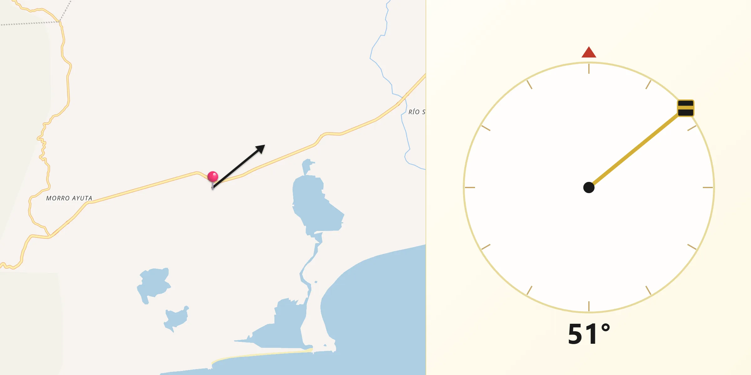 Dirección de la Qibla desde El Coyul