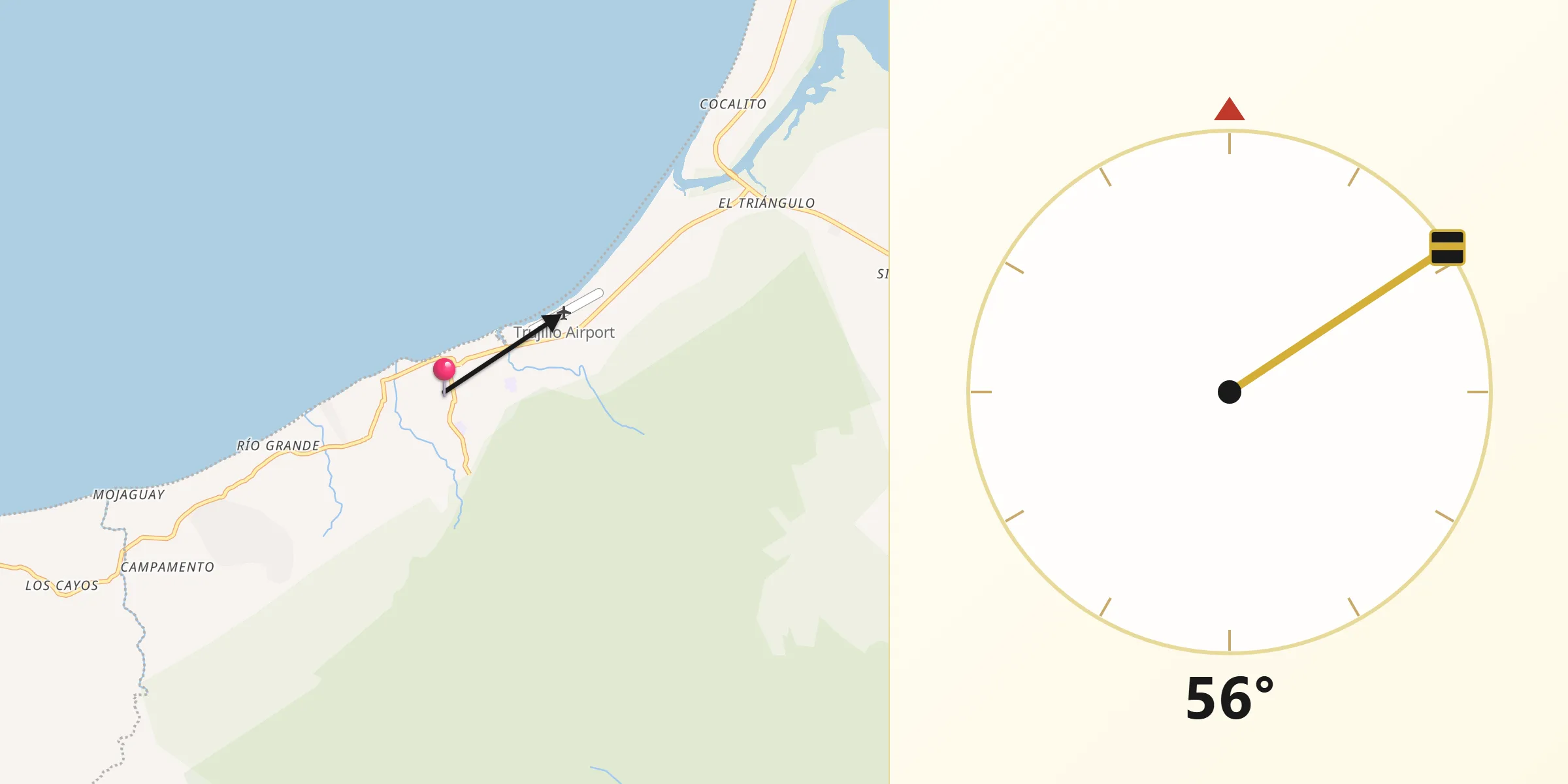 Dirección de la Qibla desde Trujillo