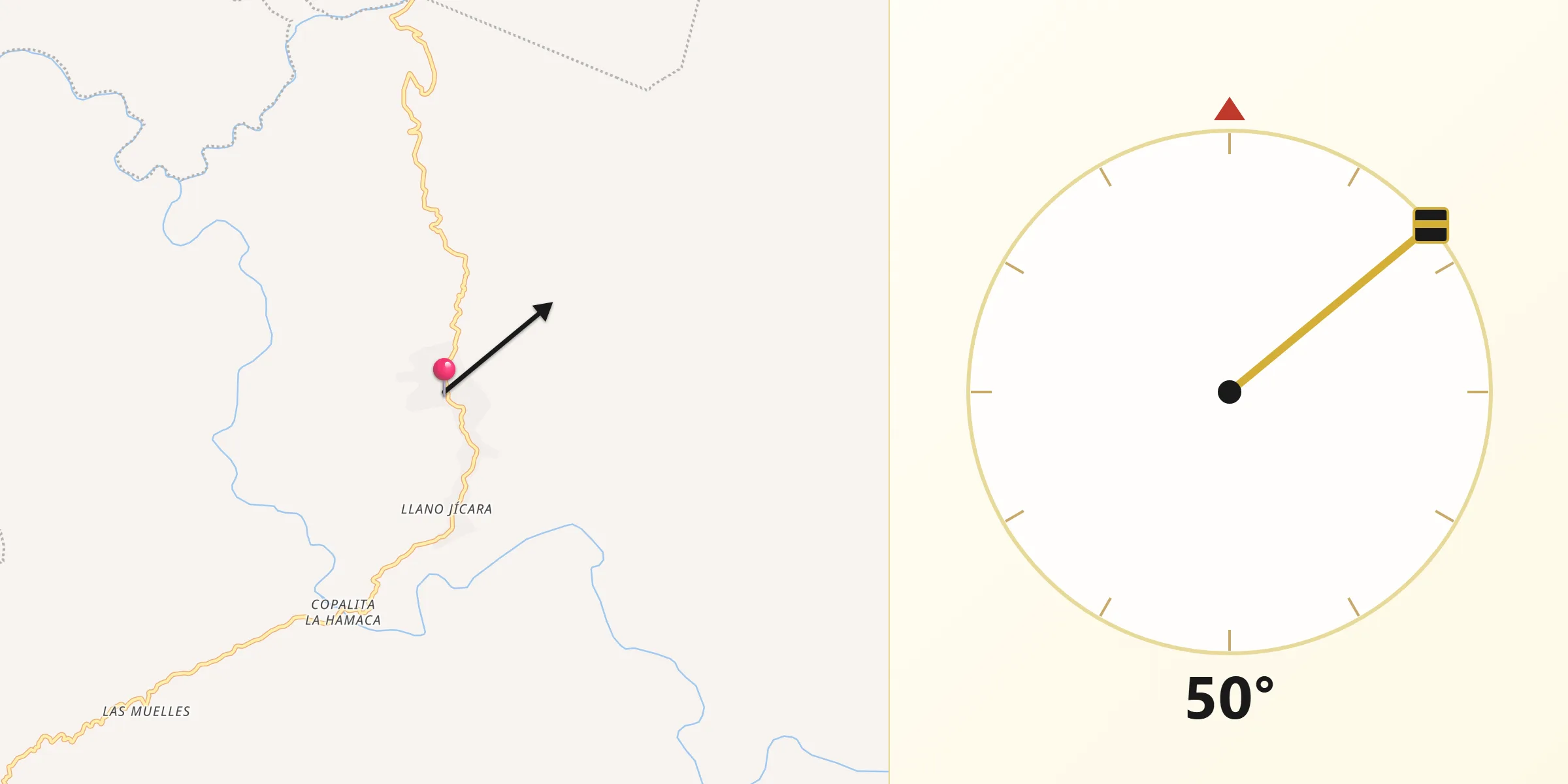 Dirección de la Qibla desde San Miguel del Puerto