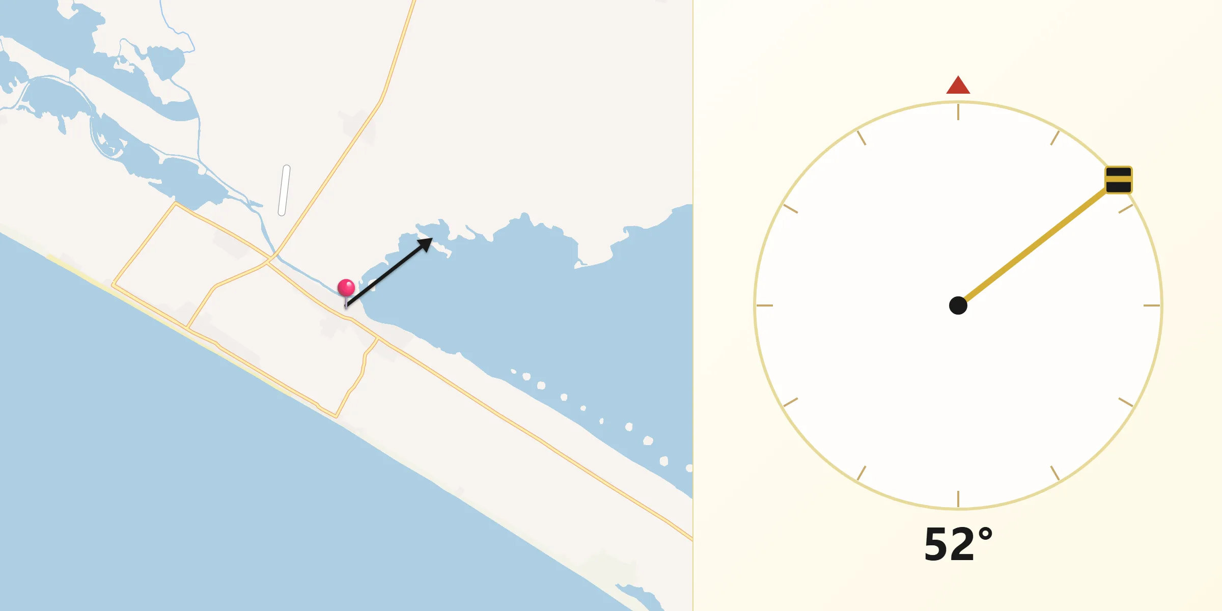 Dirección de la Qibla desde Cabeza de Toro