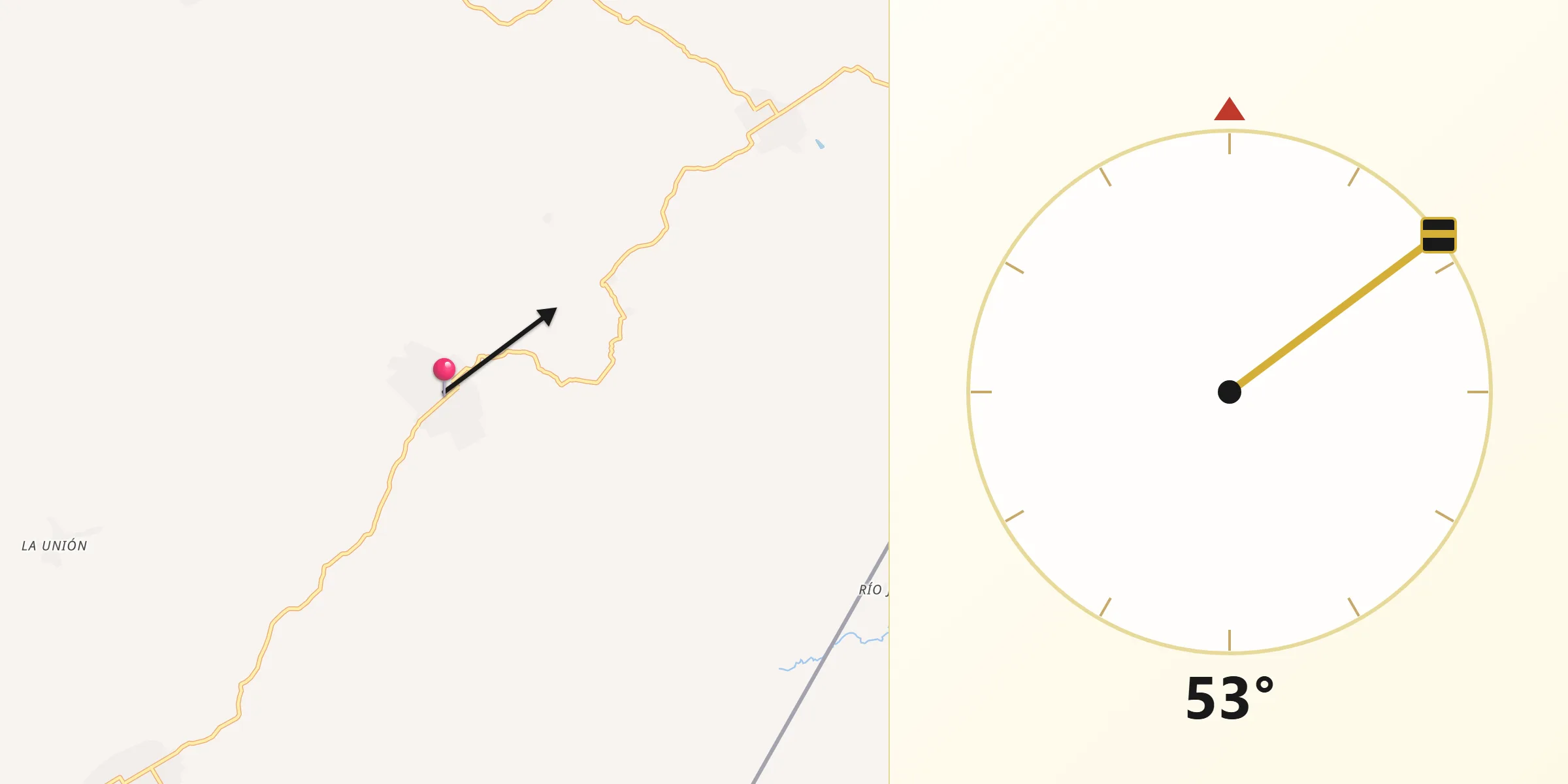 Dirección de la Qibla desde Las Delicias