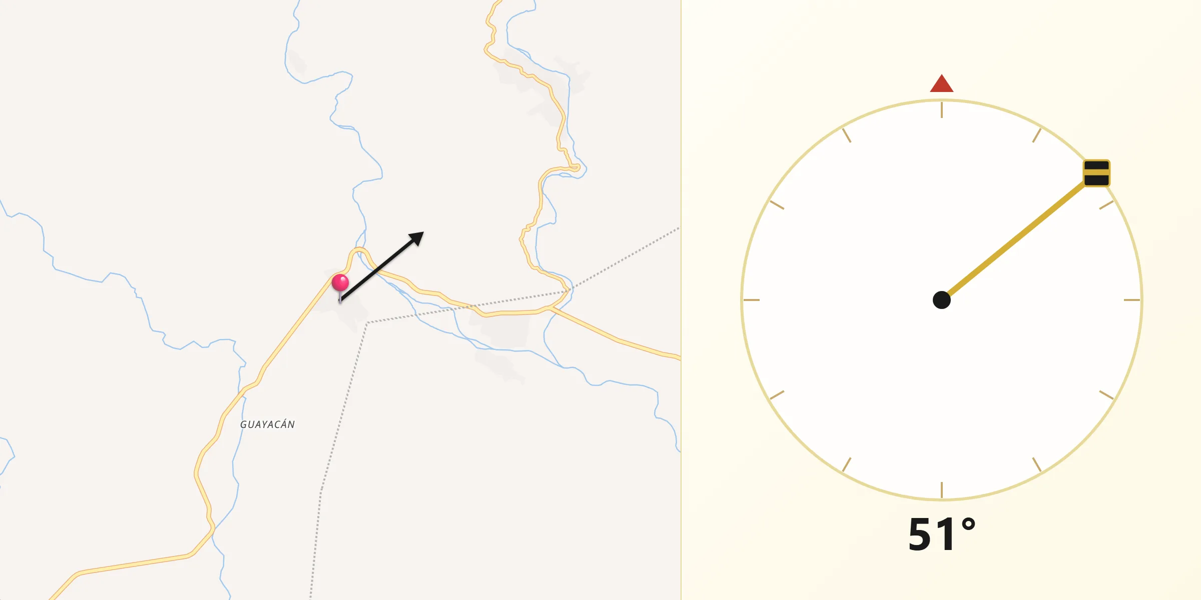 Dirección de la Qibla desde Santa María Huamelula