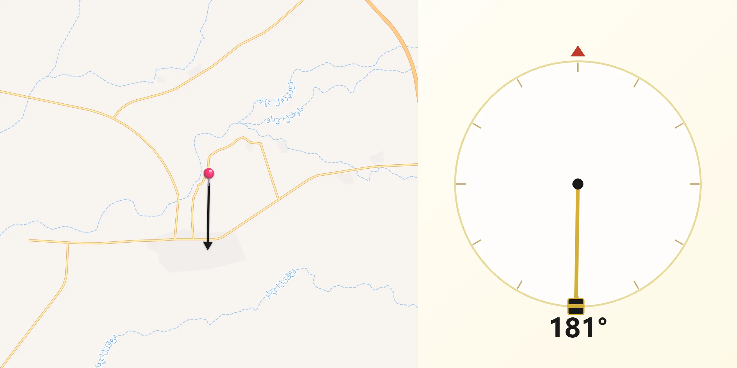 Direction vers la Qibla depuis Pandeglang