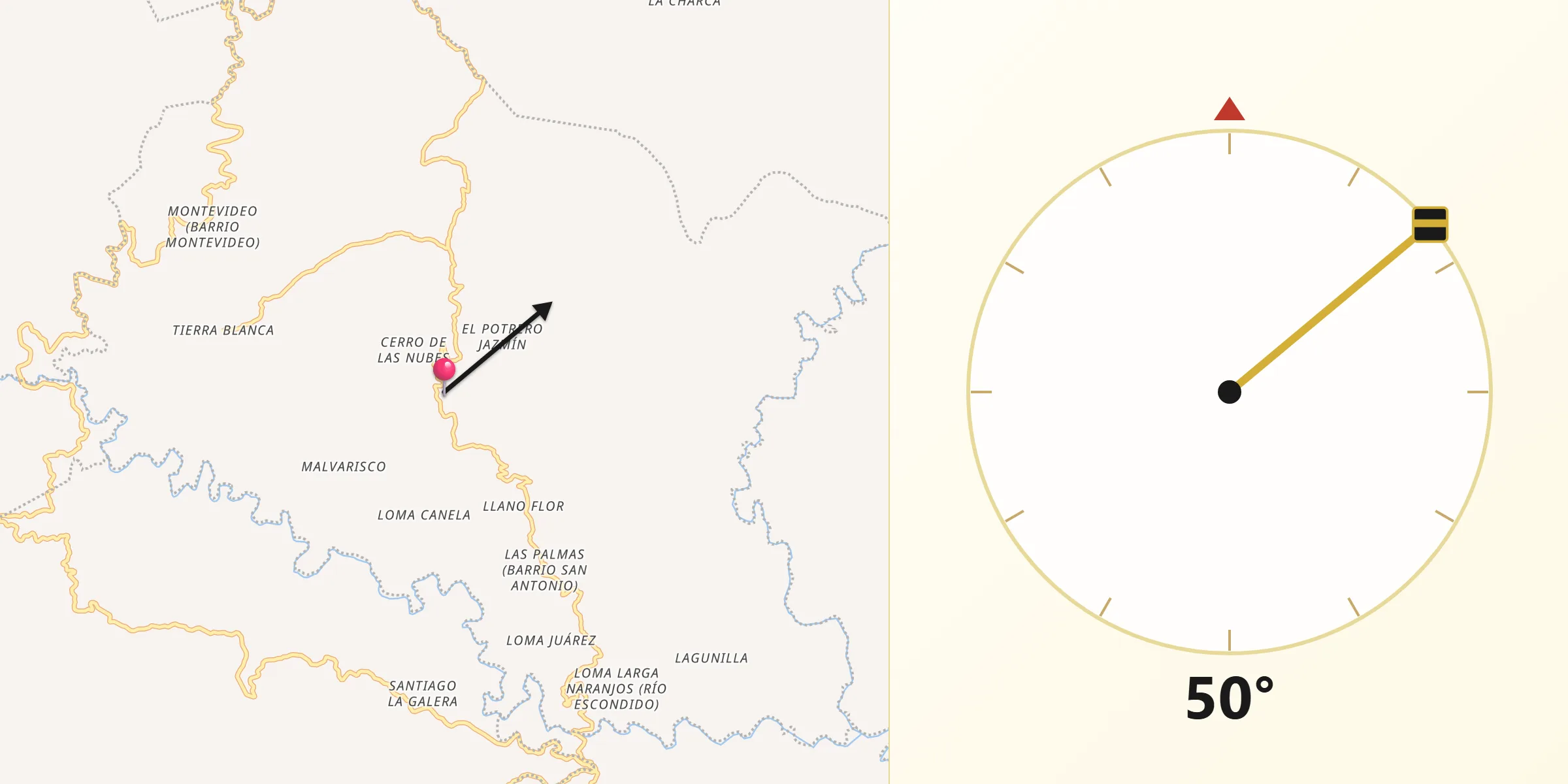 Dirección de la Qibla desde San Pedro el Alto