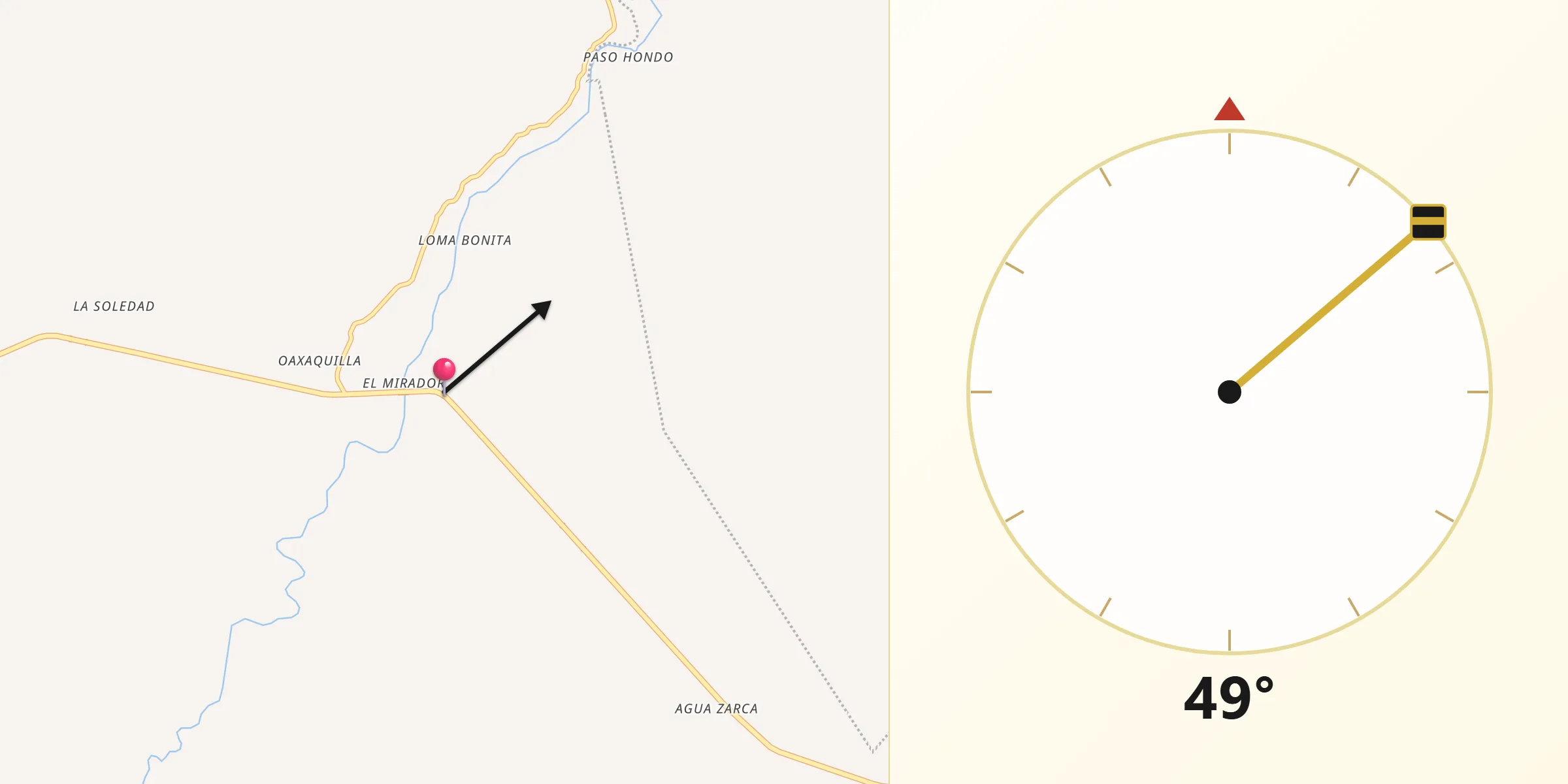 Dirección de la Qibla desde Río Grande