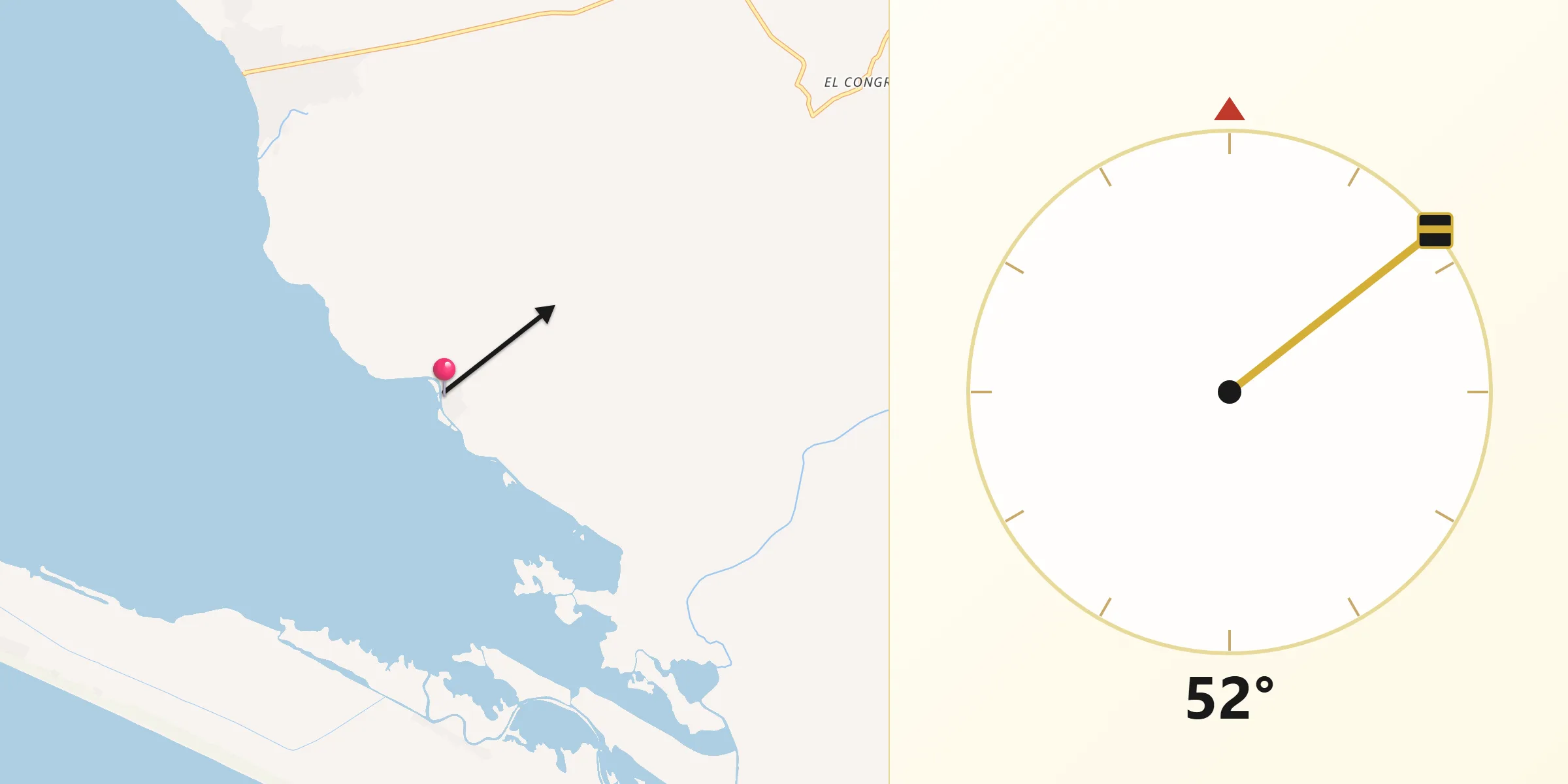 Dirección de la Qibla desde San Luqueño