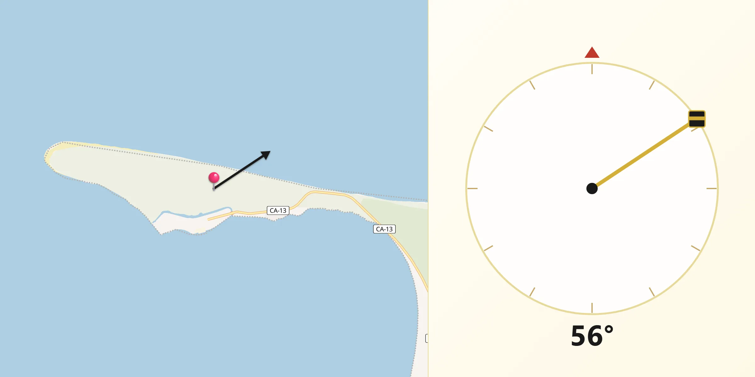 Dirección de la Qibla desde Puerto Castilla