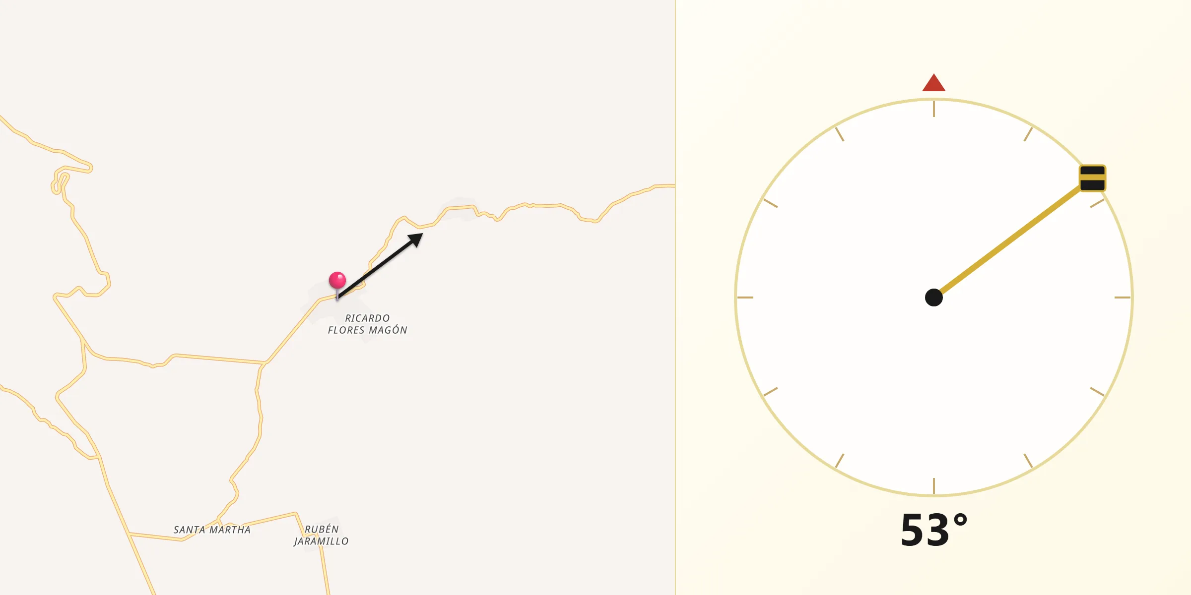Dirección de la Qibla desde Chihuahua