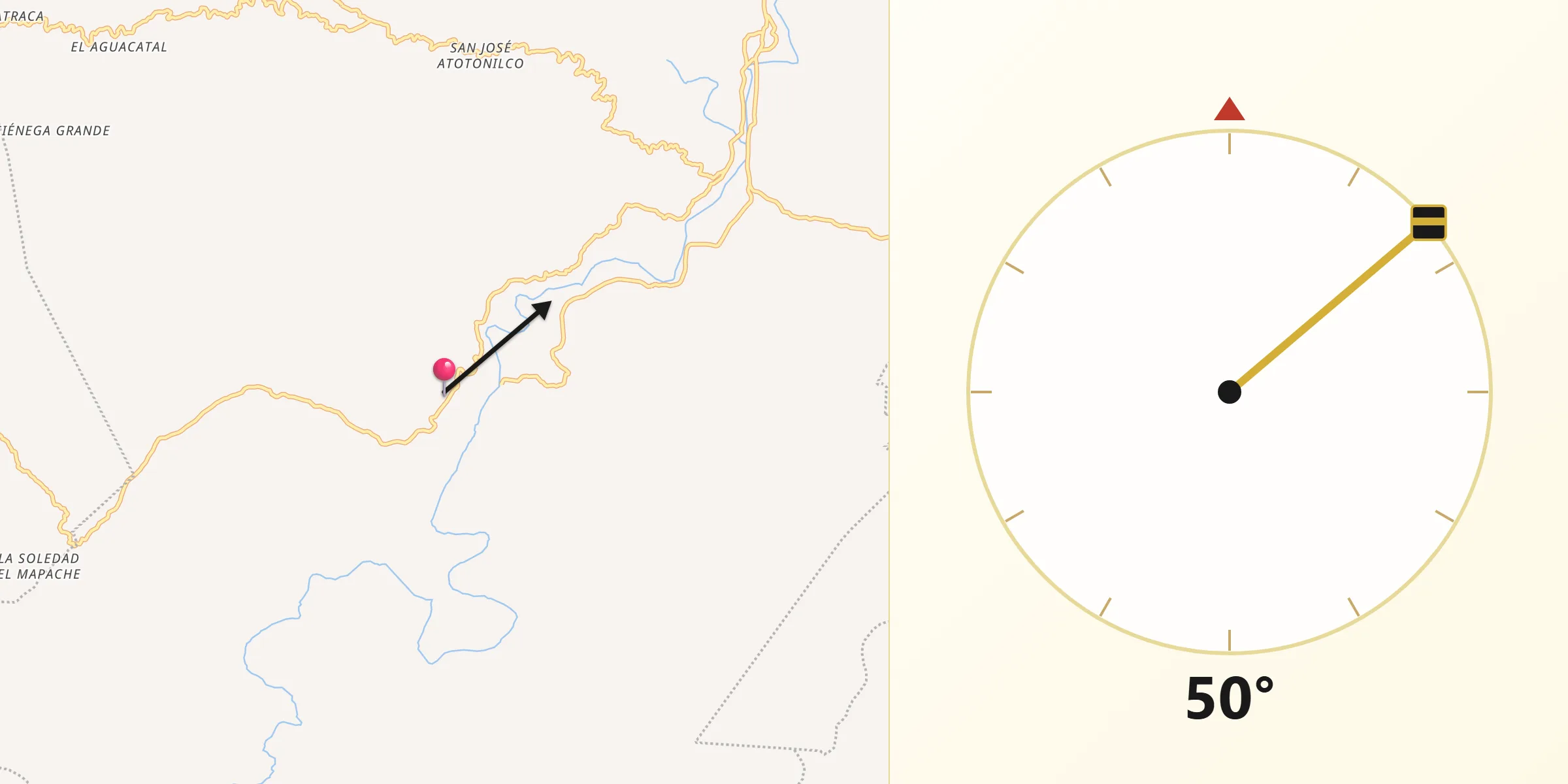 Dirección de la Qibla desde Santiago Cuixtla