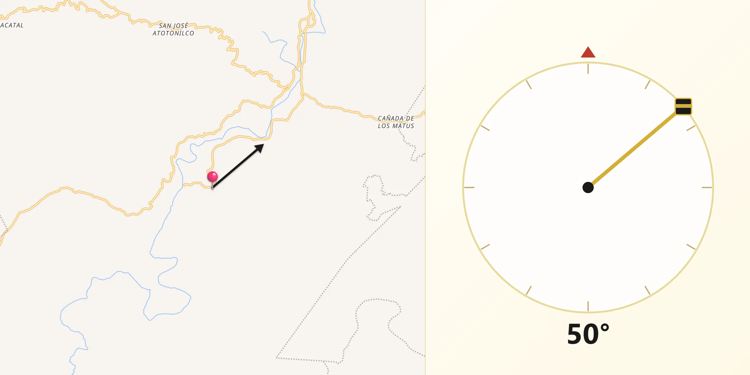 Dirección de la Qibla desde Santa María Tiltepec