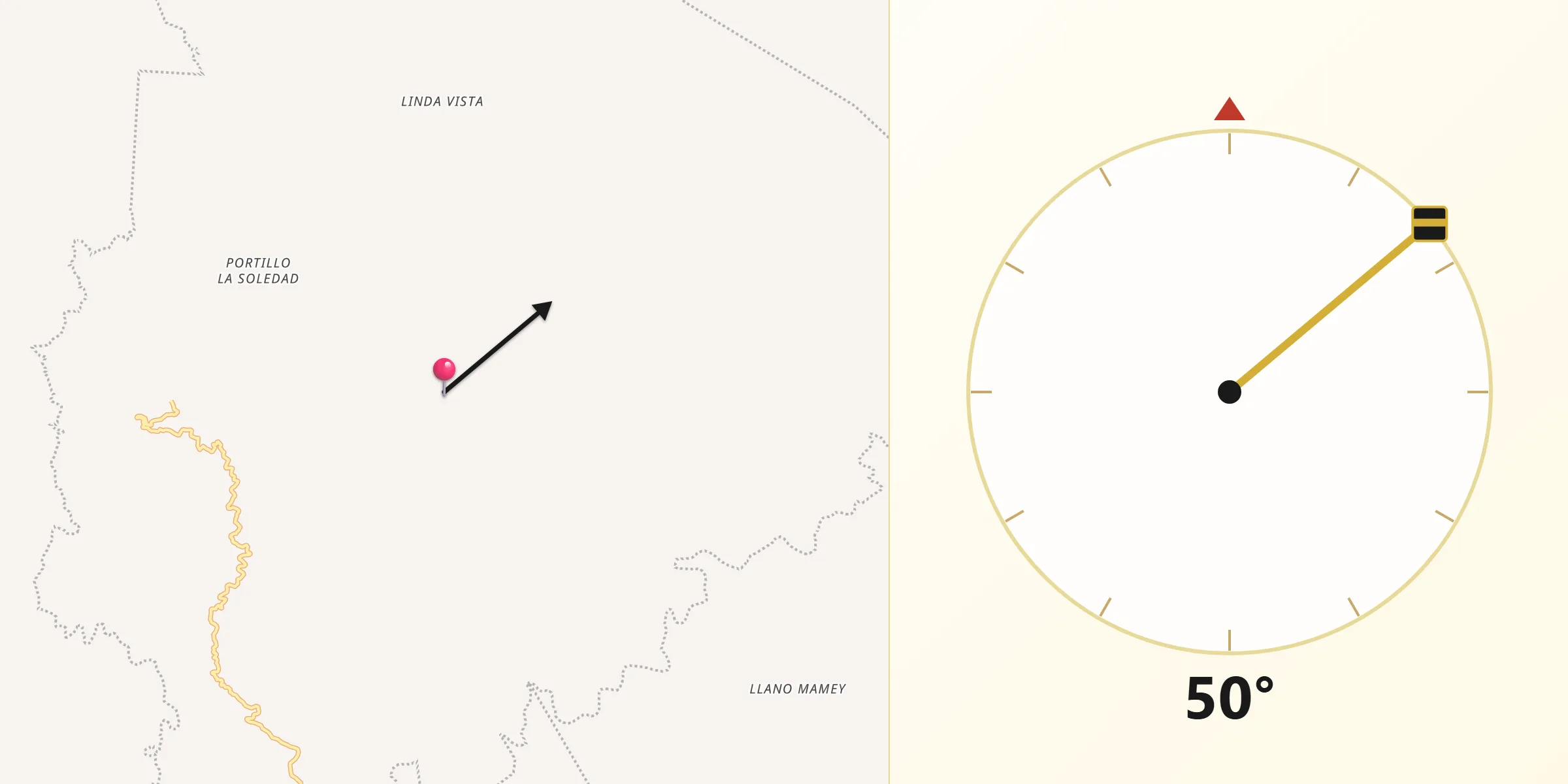 Dirección de la Qibla desde Santa Catarina Loxicha