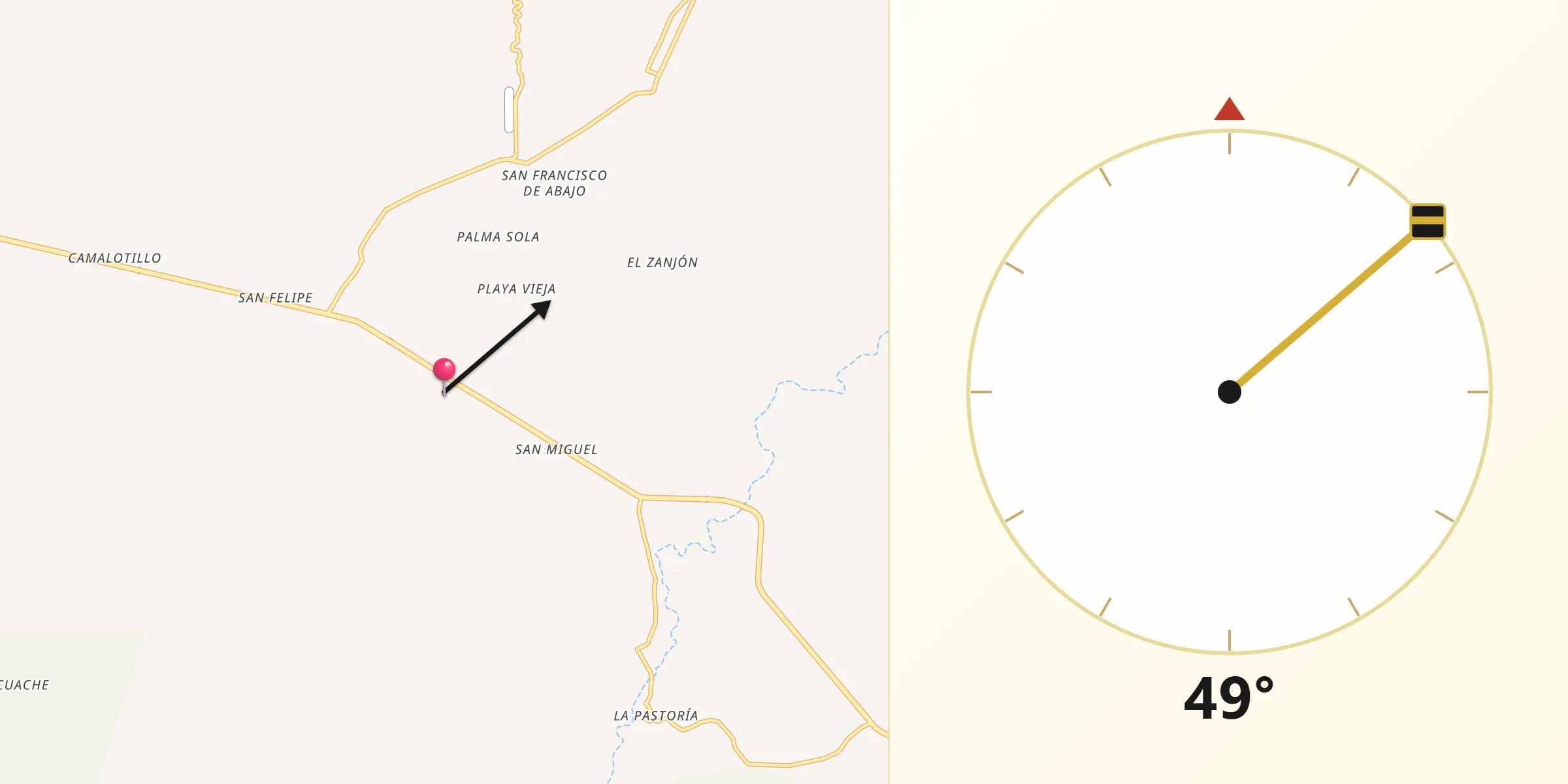 Dirección de la Qibla desde Santa Rosa de Lima
