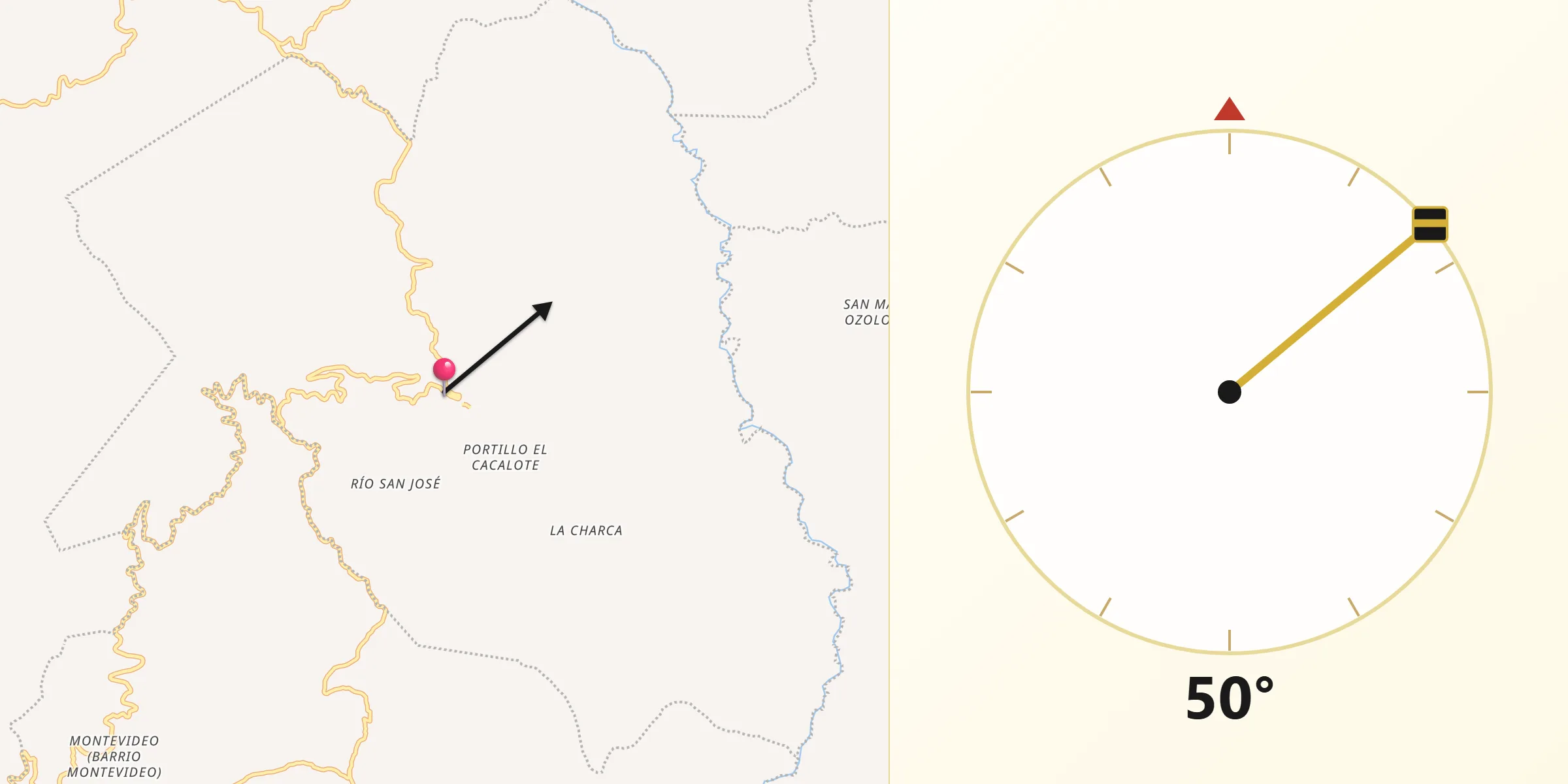 Dirección de la Qibla desde San Miguel Suchixtepec