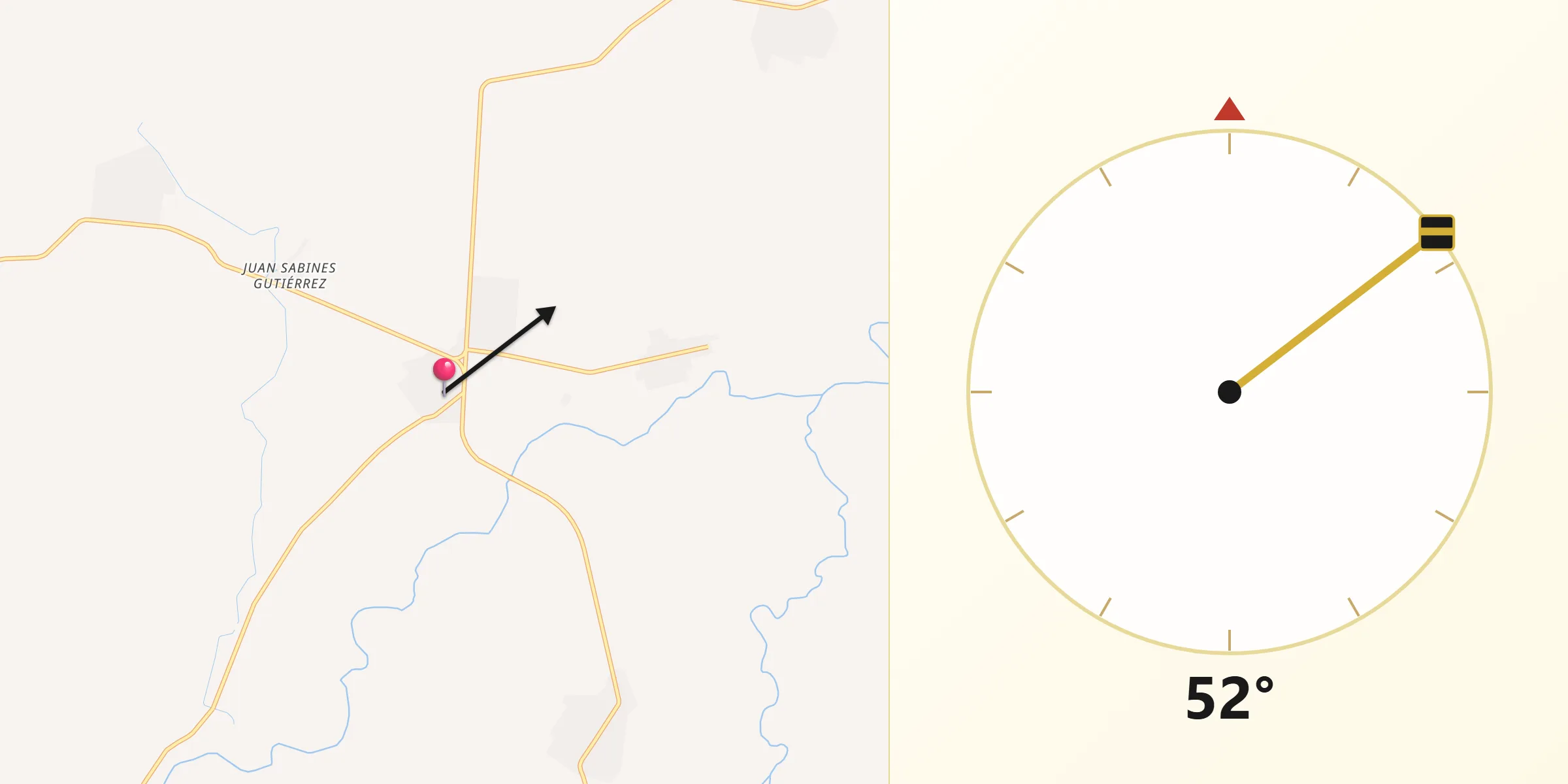 Dirección de la Qibla desde Independencia