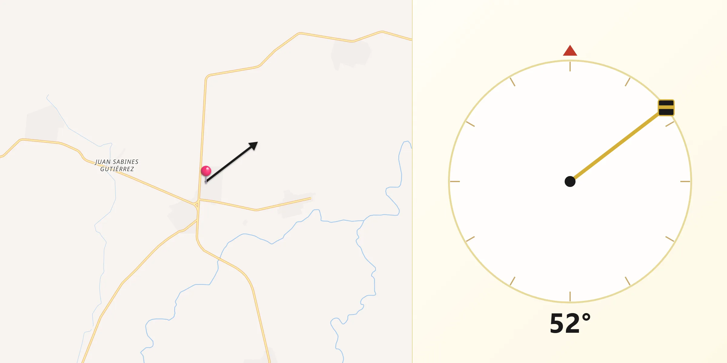 Dirección de la Qibla desde El Ámbar (El Ámbar de Echeverría)