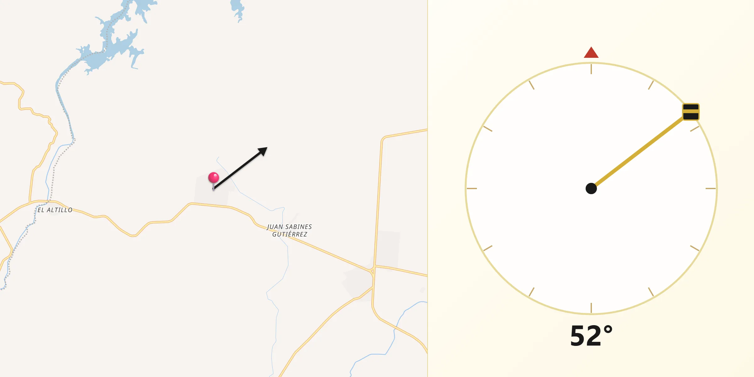 Dirección de la Qibla desde Diamante de Echeverría