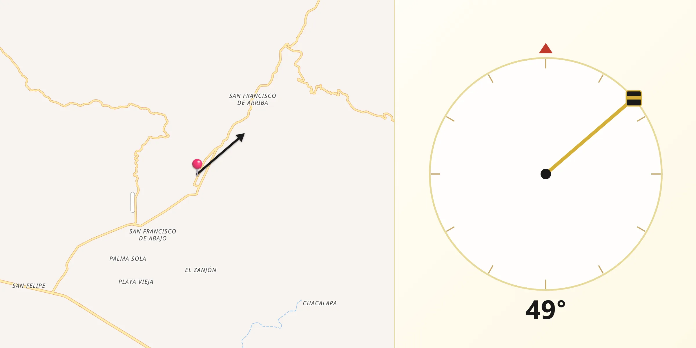 Dirección de la Qibla desde La Luz