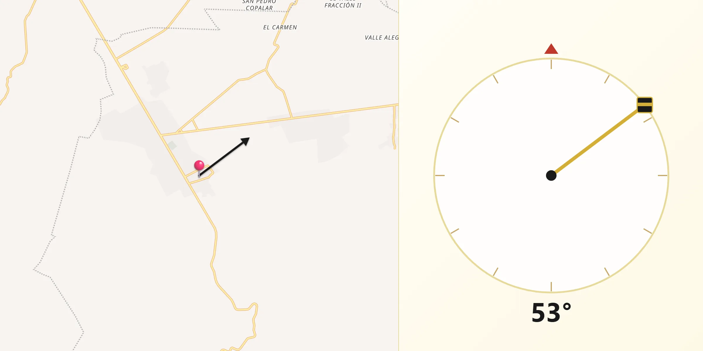 Dirección de la Qibla desde La Trinitaria