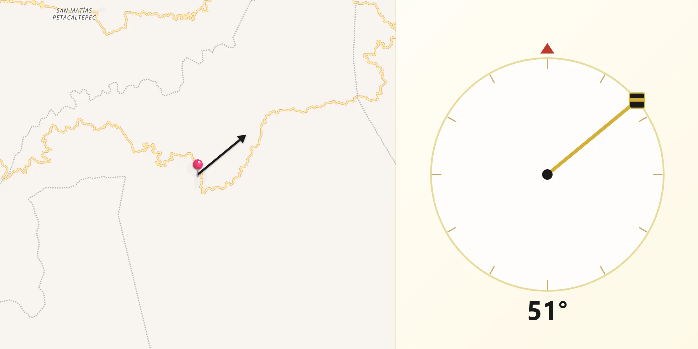 Dirección de la Qibla desde Santa María Zapotitlán