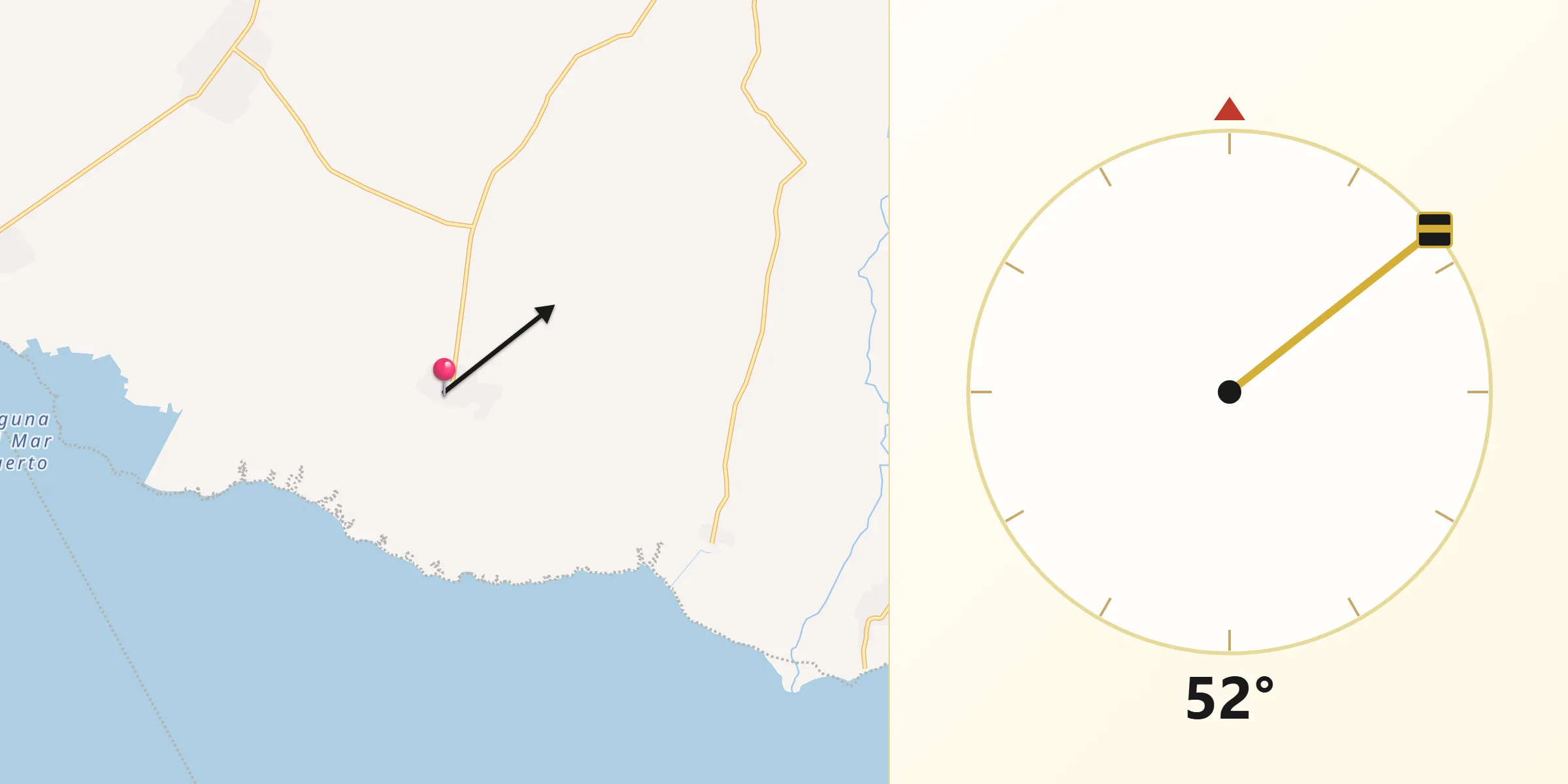Dirección de la Qibla desde La Línea