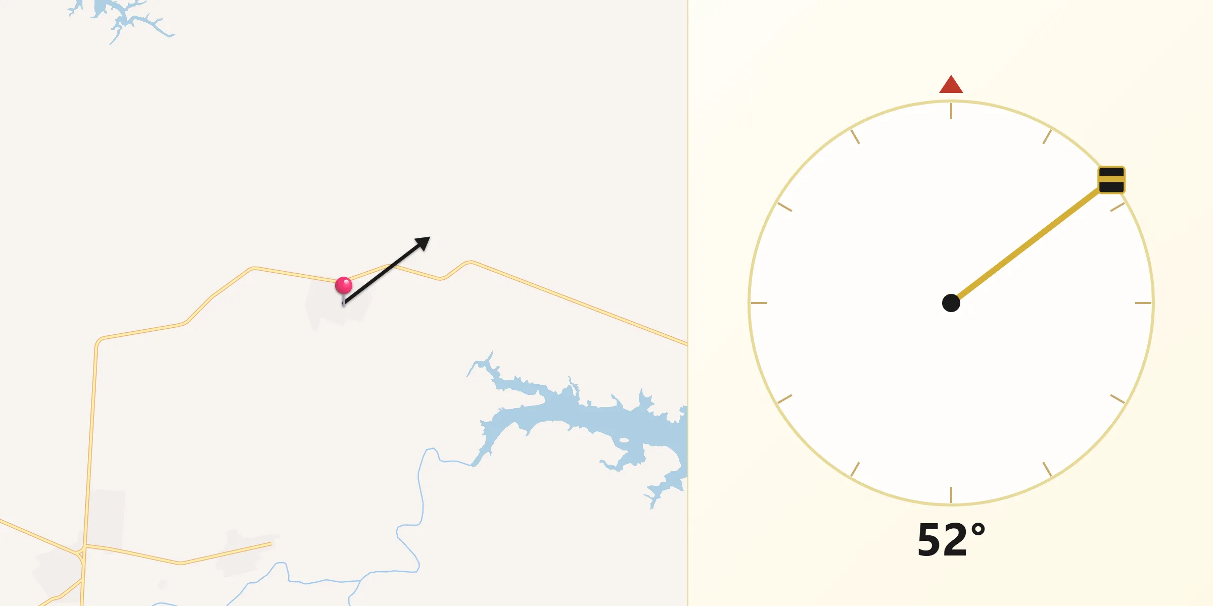 Dirección de la Qibla desde Plan de Agua Prieta