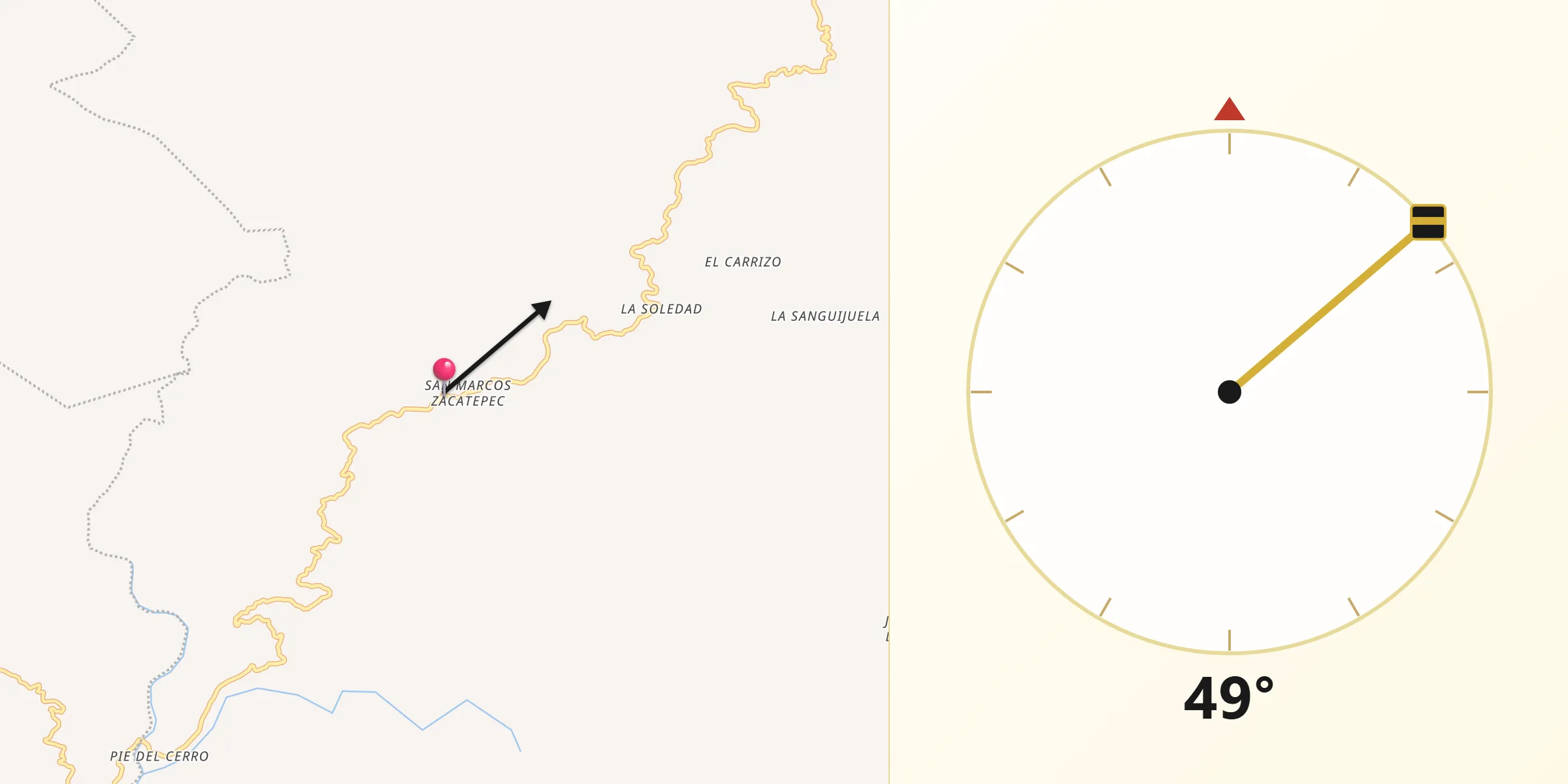 Dirección de la Qibla desde San Marcos Zacatepec