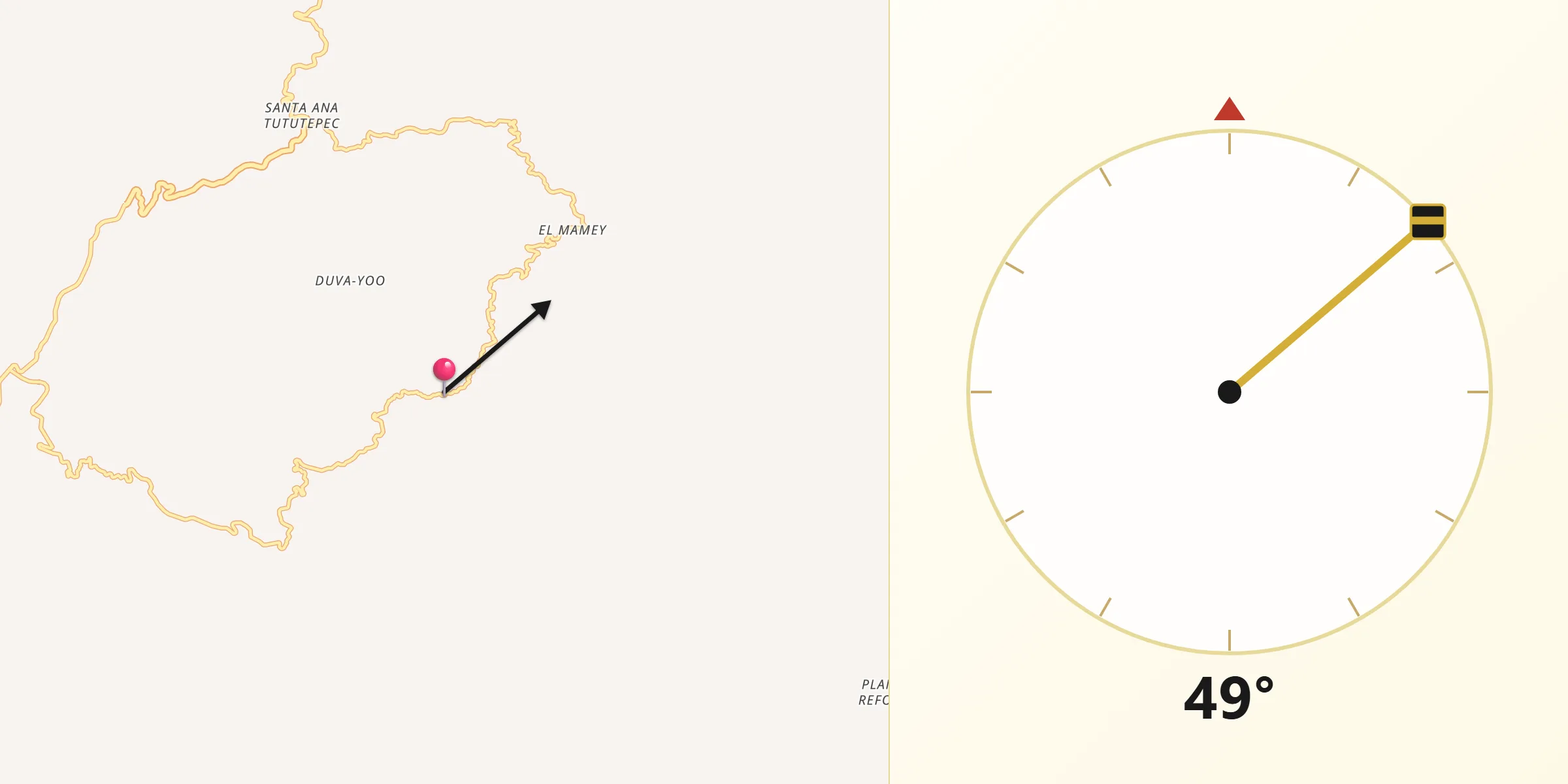 Dirección de la Qibla desde Santa María Acatepec