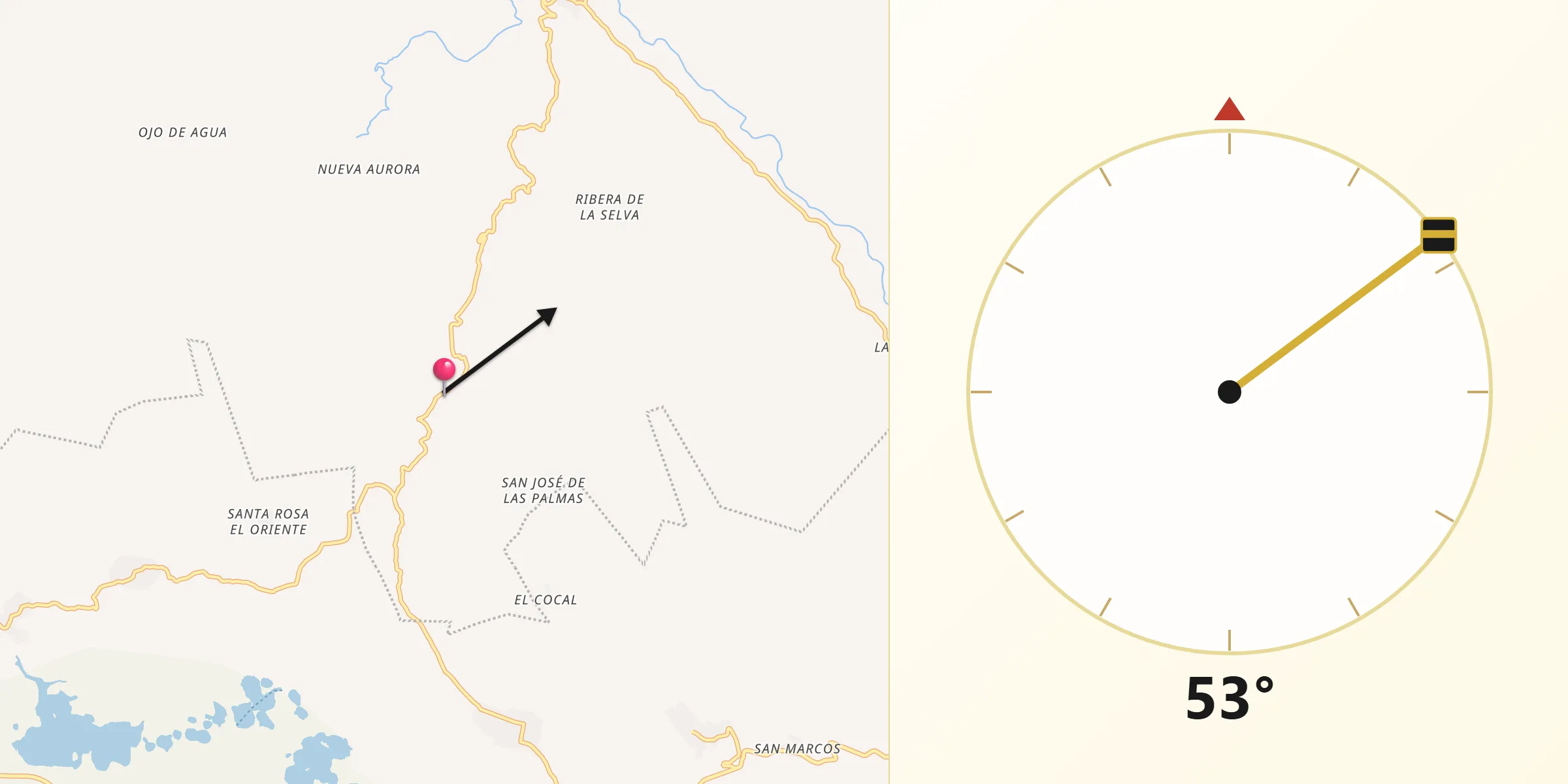 Dirección de la Qibla desde San Antonio Buenavista