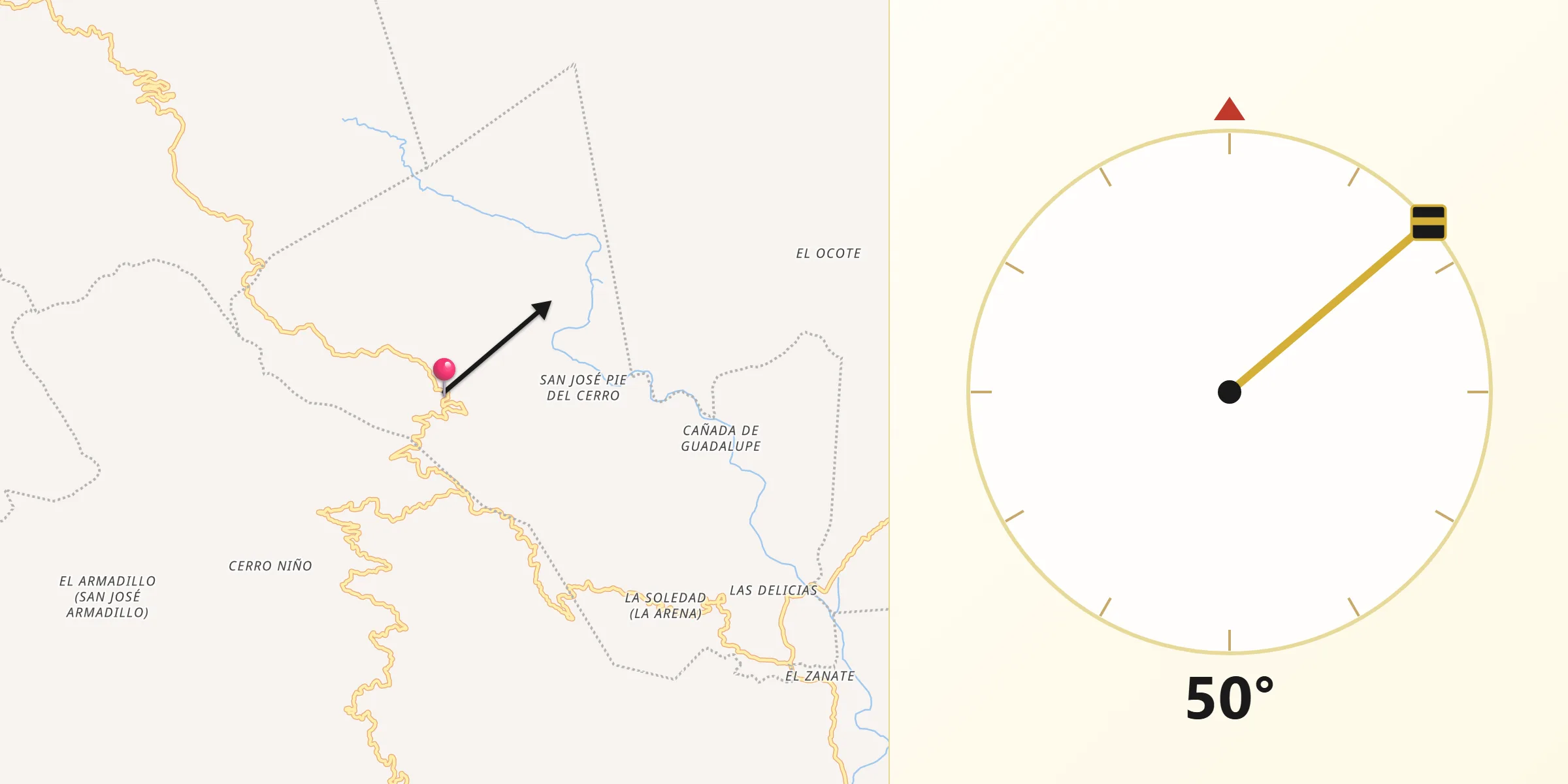 Dirección de la Qibla desde Santa María Temaxcaltepec