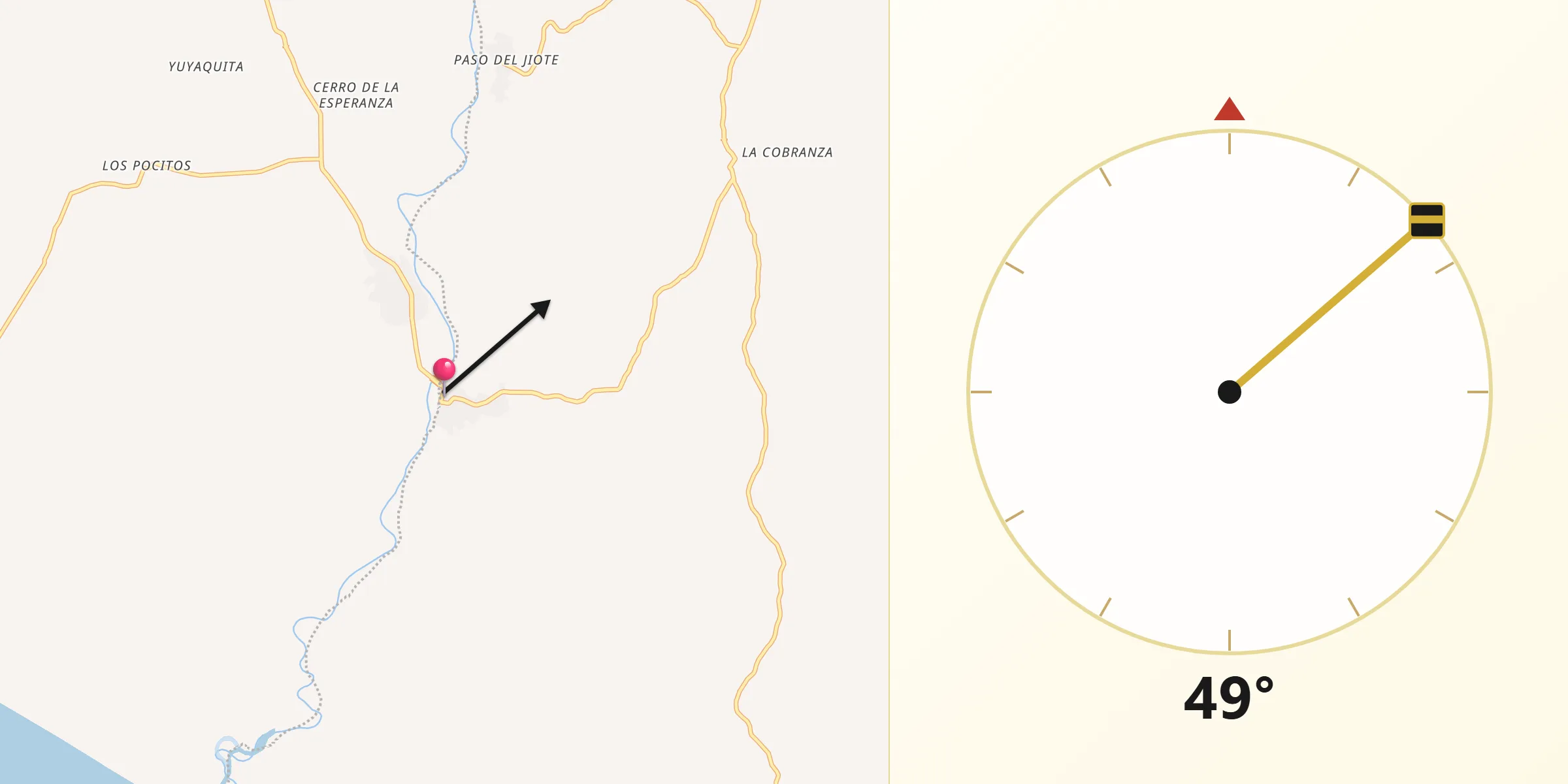 Dirección de la Qibla desde Santa María Chico Ometepec