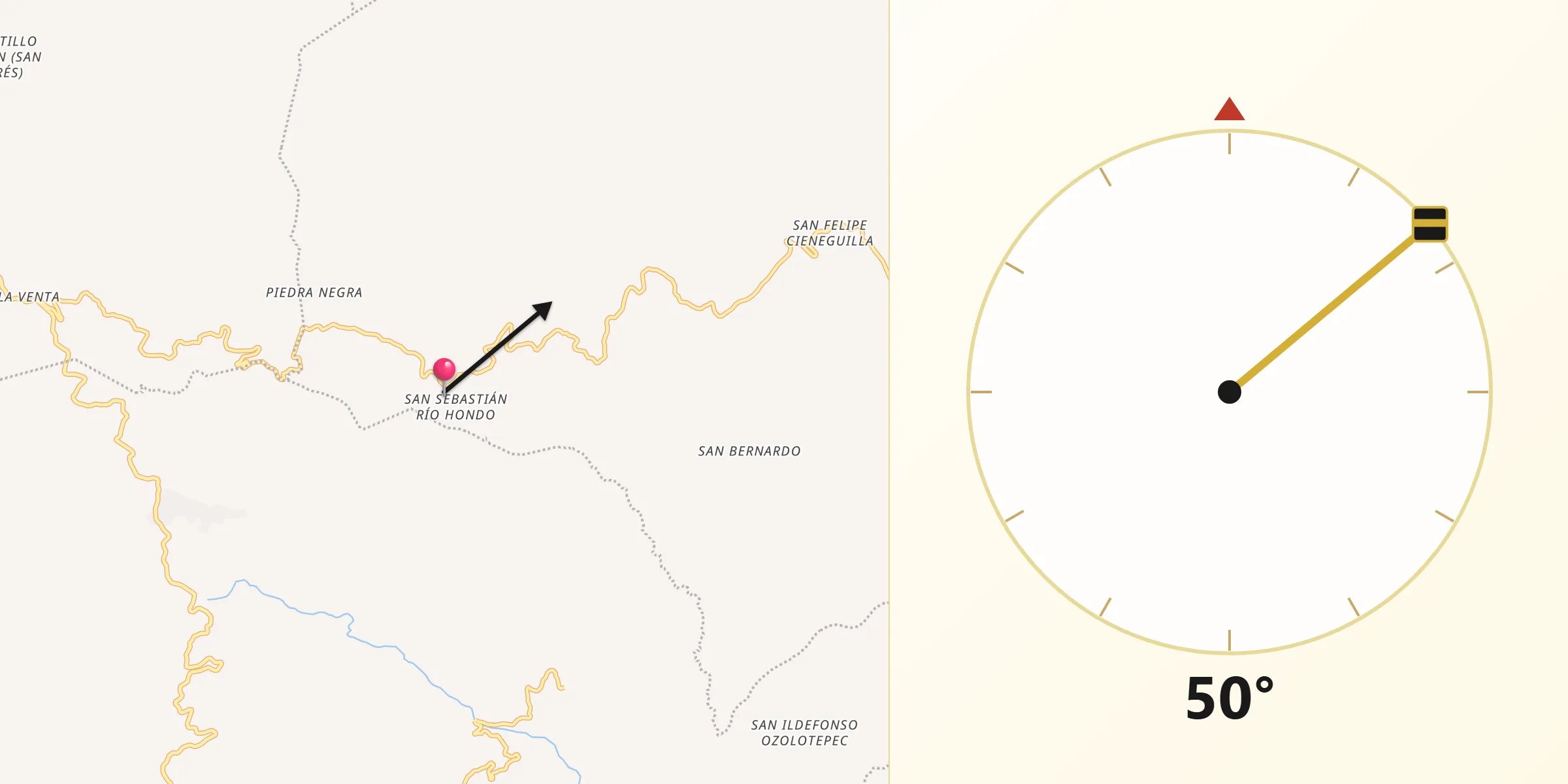 Dirección de la Qibla desde San Sebastián Río Hondo