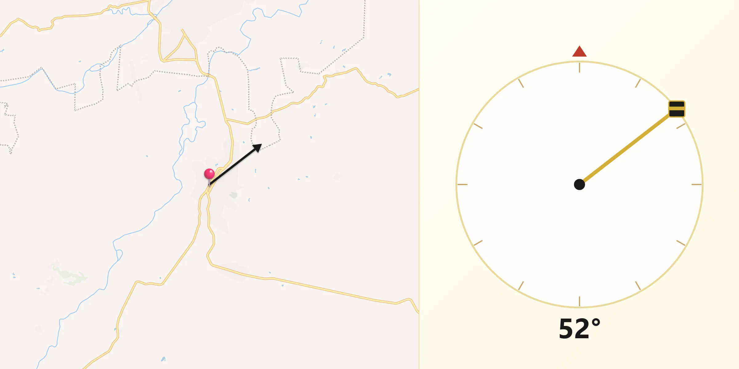 Dirección de la Qibla desde Villa Corzo