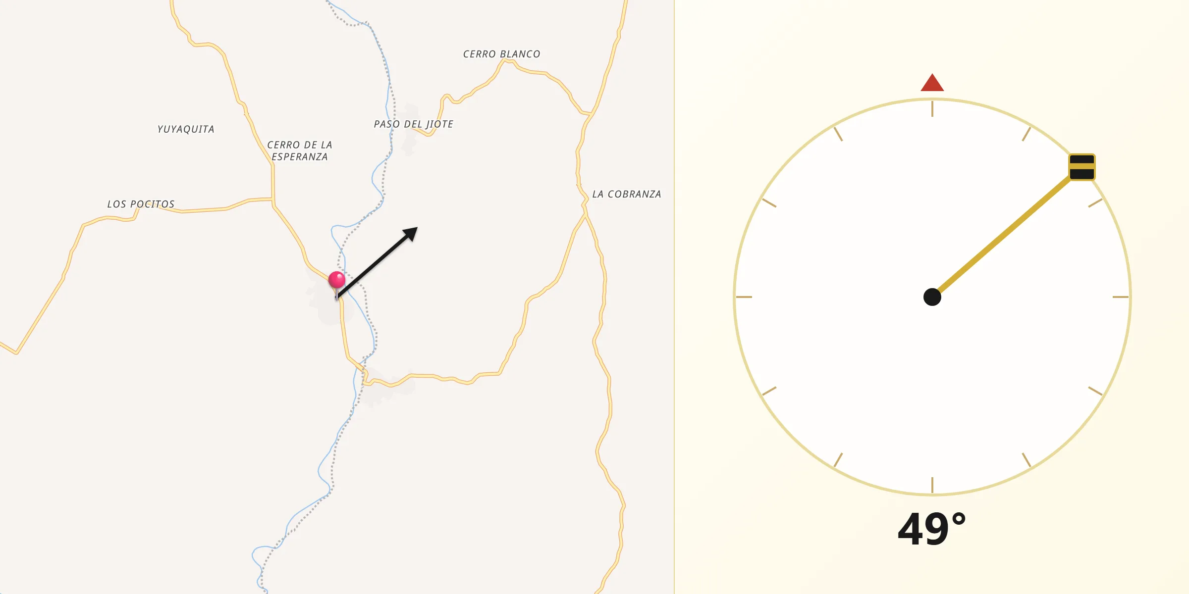 Dirección de la Qibla desde Collantes