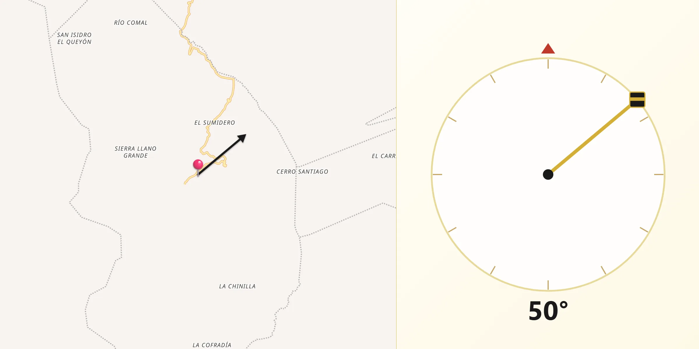 Dirección de la Qibla desde Santa Lucía
